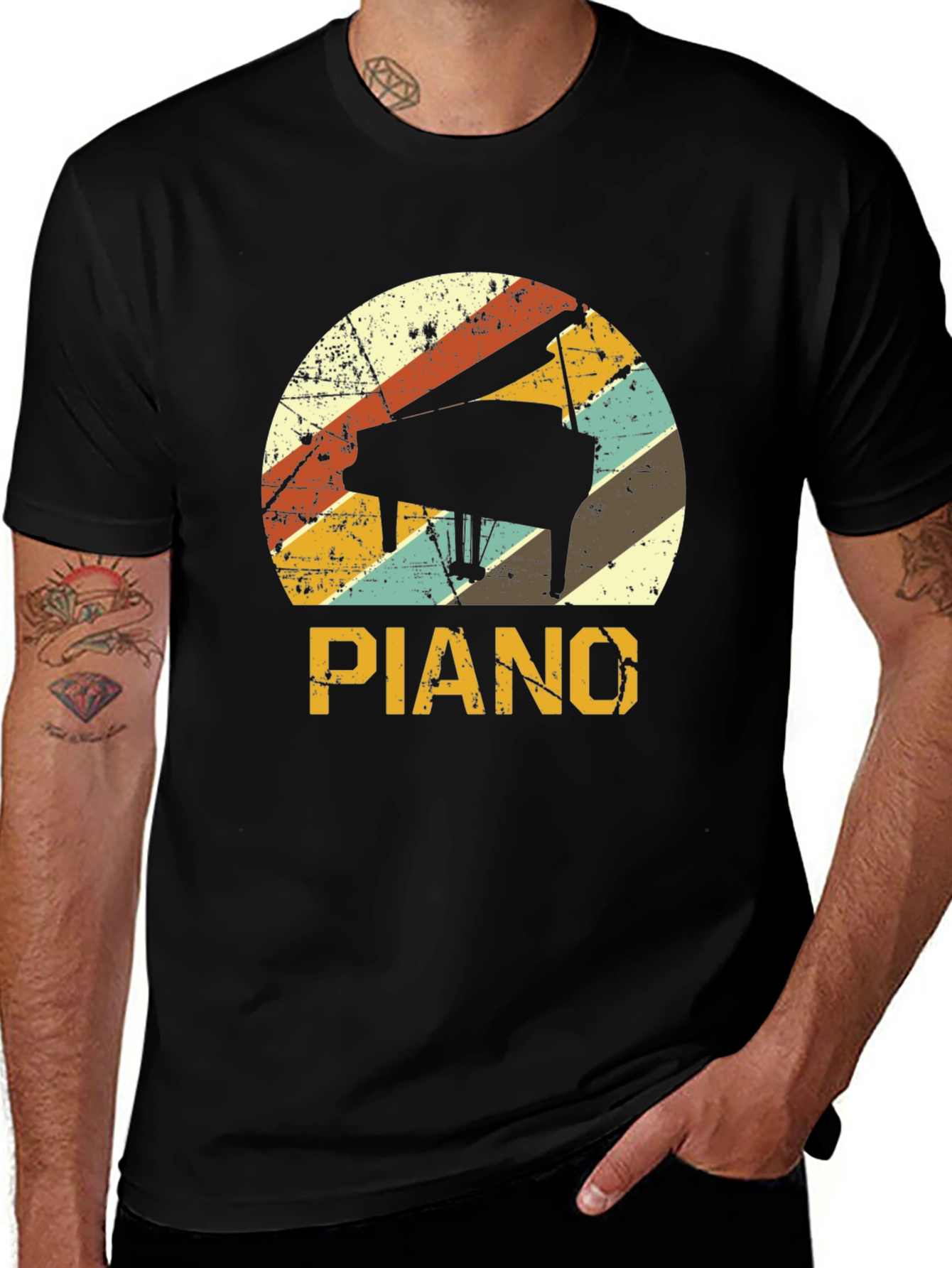 Variant 3 of Retro Piano T-Shirt - Vintage Style Music Tee