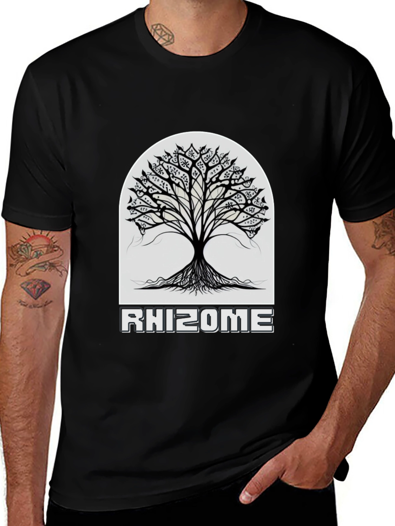 Variant 27 of Rhizome Tree Black Graphic Tee