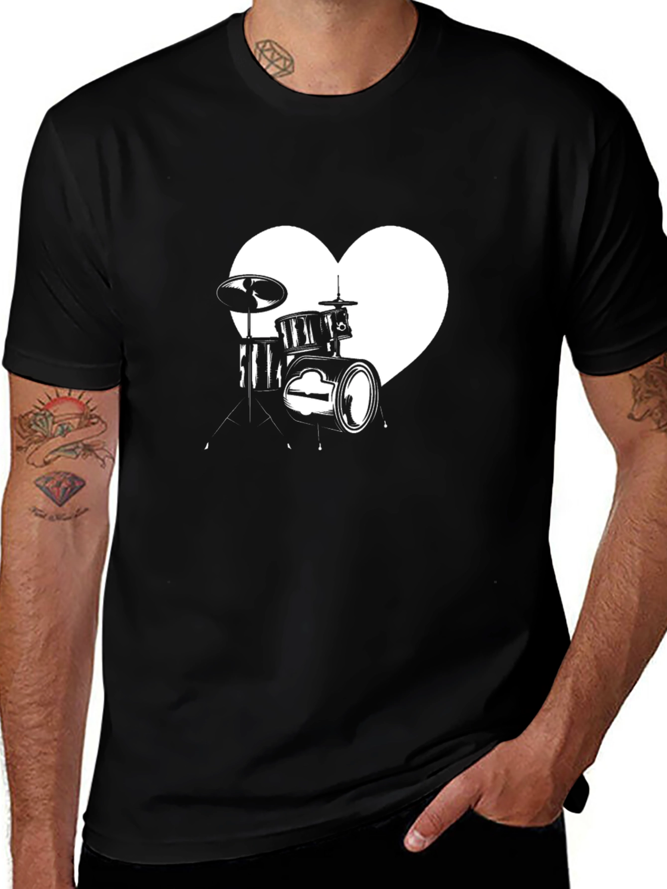 Variant 13 of Drum Heart T-Shirt - Music Lover Tee