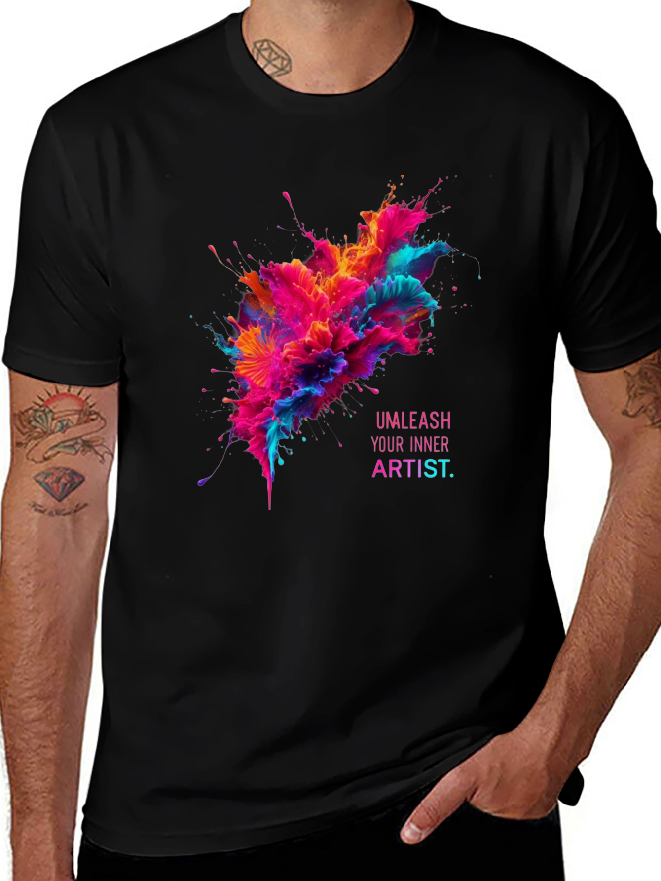Unleash Inner Artist Graphic Tee - Men's Black T-Shirt