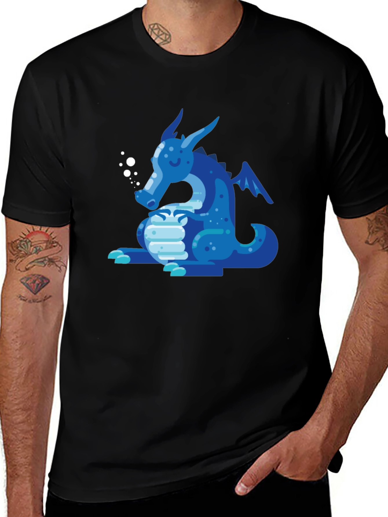 Variant 23 of Blue Dragon Graphic T-Shirt - Fun Cartoon Style
