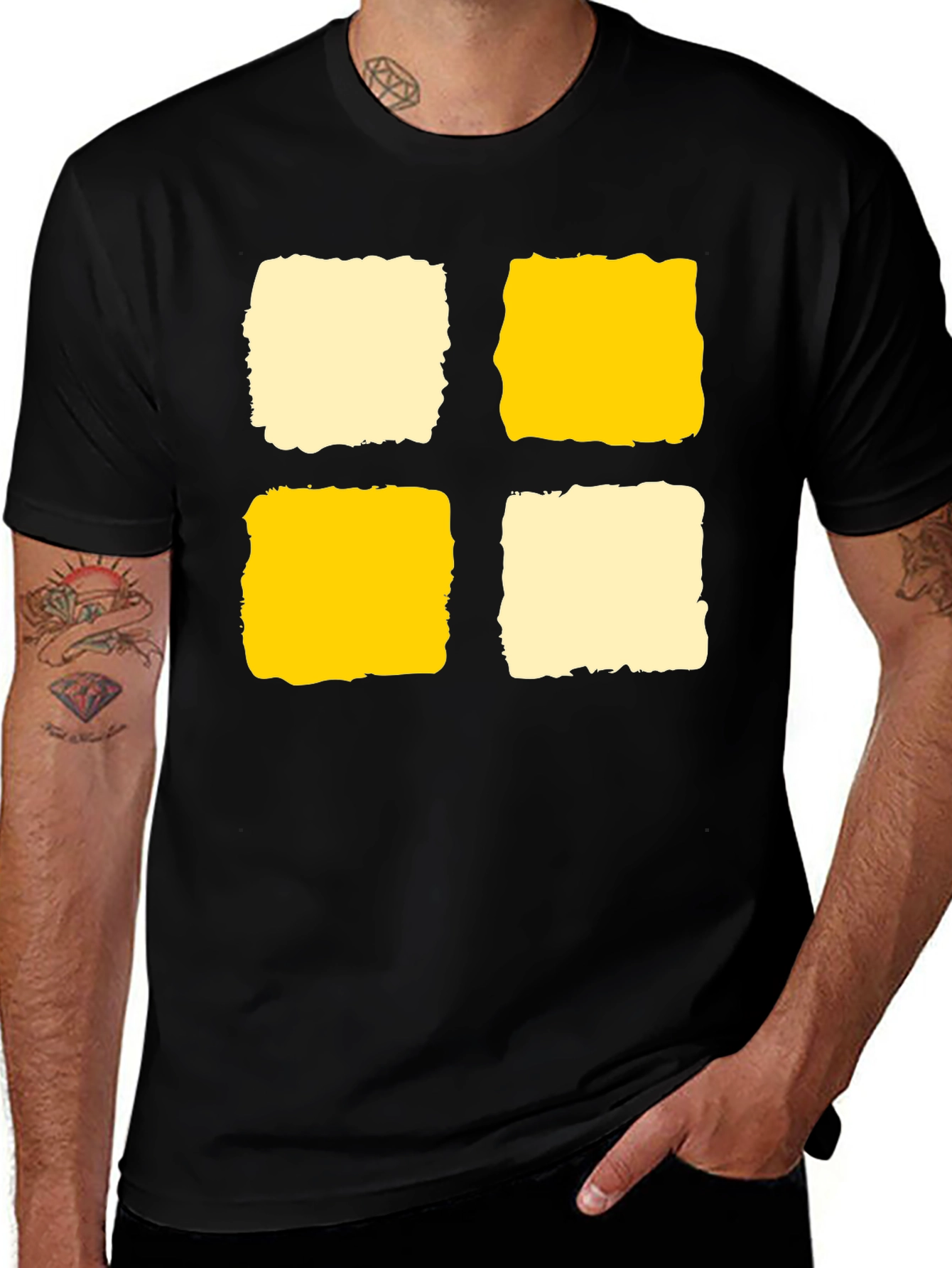 Variant 30 of Geometric Square Design Black T-Shirt