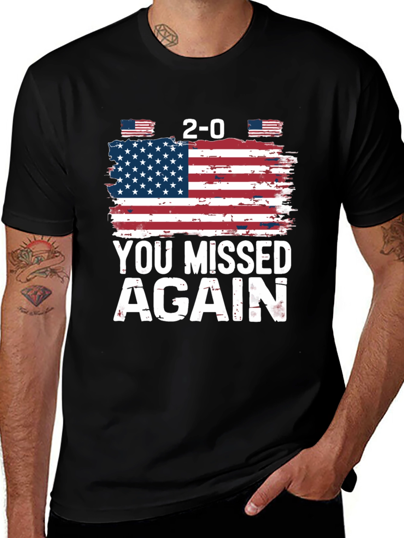 Variant 23 of You Missed Again USA Flag Graphic T-Shirt