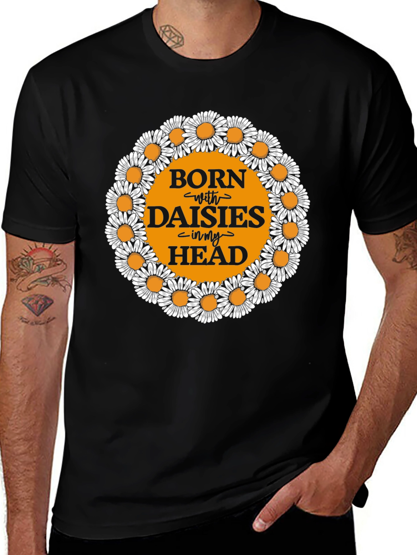 Variant 4 of Daisy Head T-Shirt - Unique Floral Graphic Tee