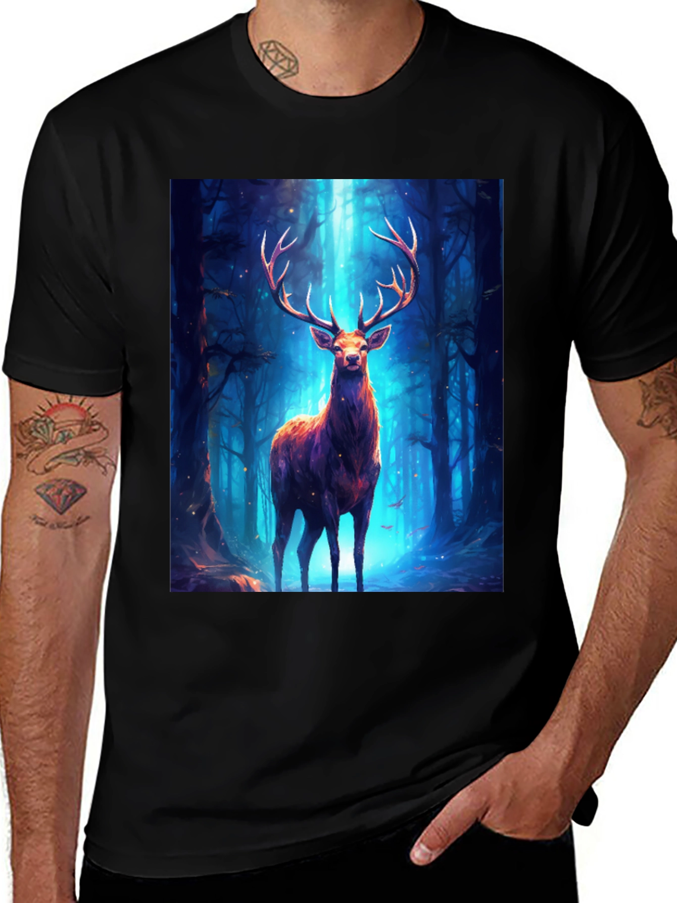 Variant 9 of Majestic Deer Graphic Tee - Forest Fantasy