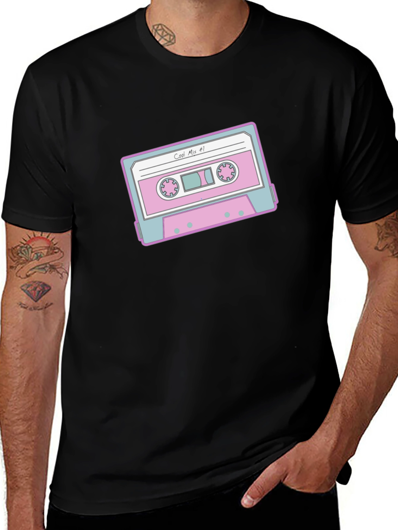 Black Retro Cassette Tape Graphic Tee main image