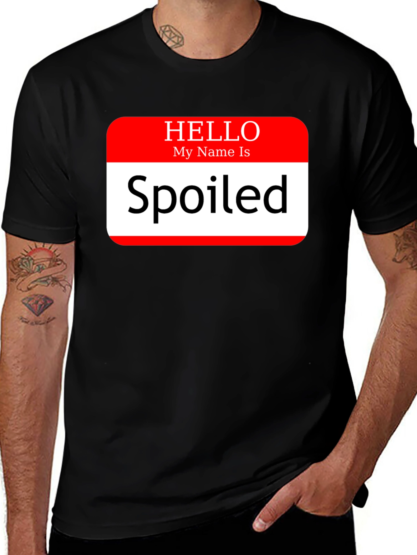 Variant 5 of Funny "Spoiled" Name Tag Graphic T-Shirt