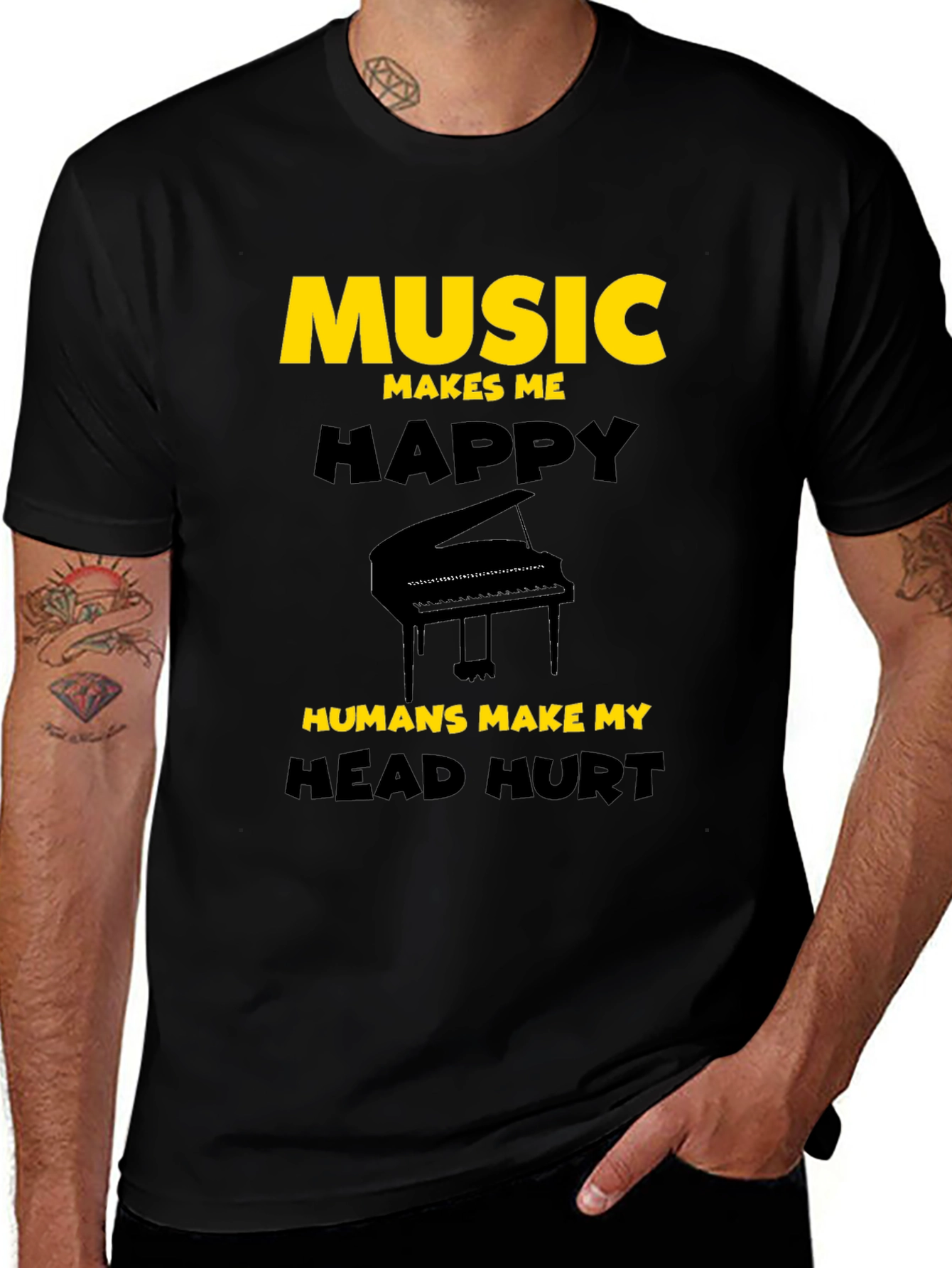 Black Music Lover T-Shirt: Music Makes Me Happy main image