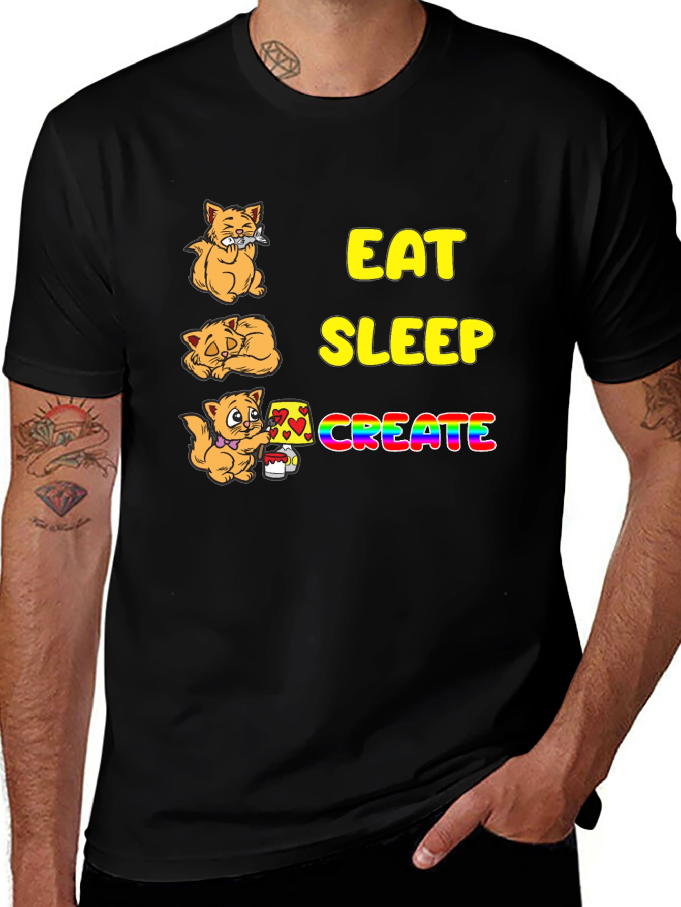 Variant 19 of Eat Sleep Create Cat Graphic T-Shirt