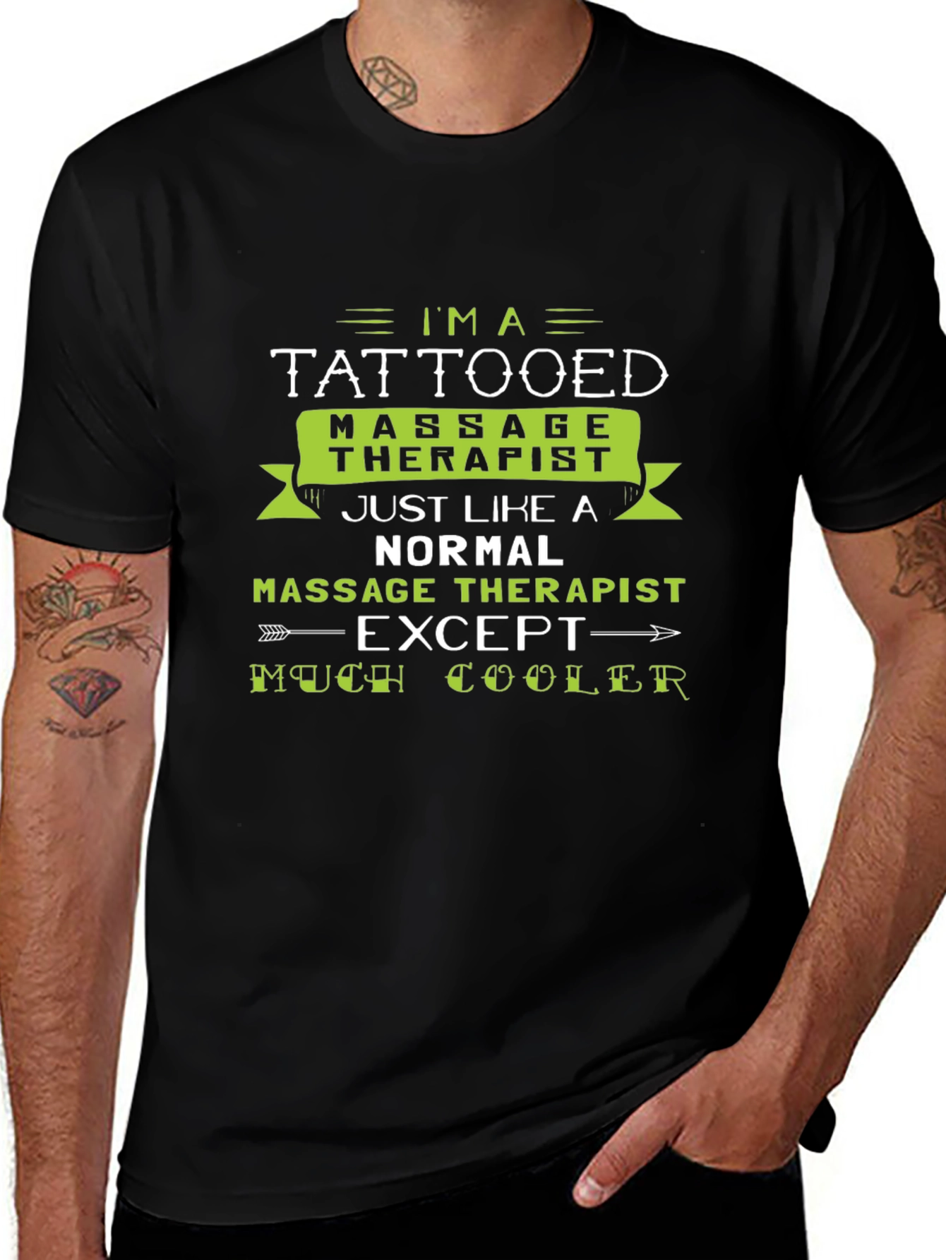 Variant 21 of Tattooed Massage Therapist Graphic Tee - Cool & Unique