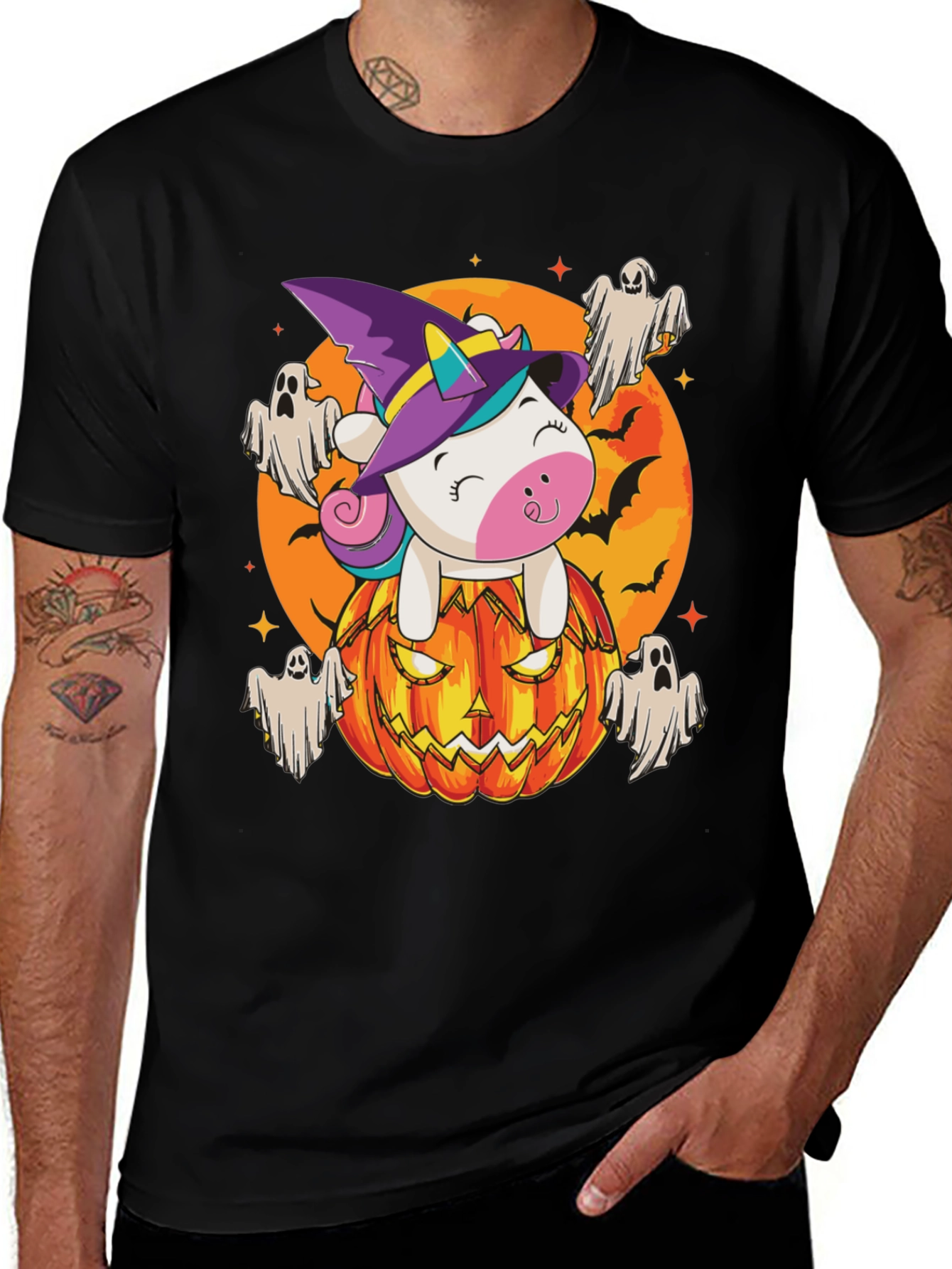 Unicorn Witch Pumpkin Halloween T-Shirt