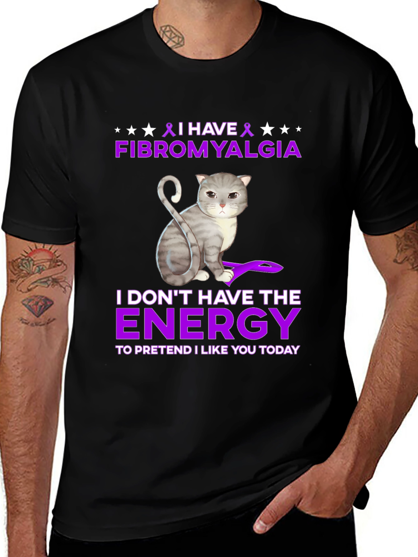 Variant 15 of Fibromyalgia Awareness Cat T-Shirt
