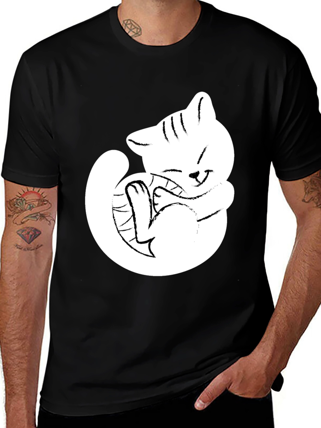 Variant 16 of Cute Cat Graphic Black T-Shirt