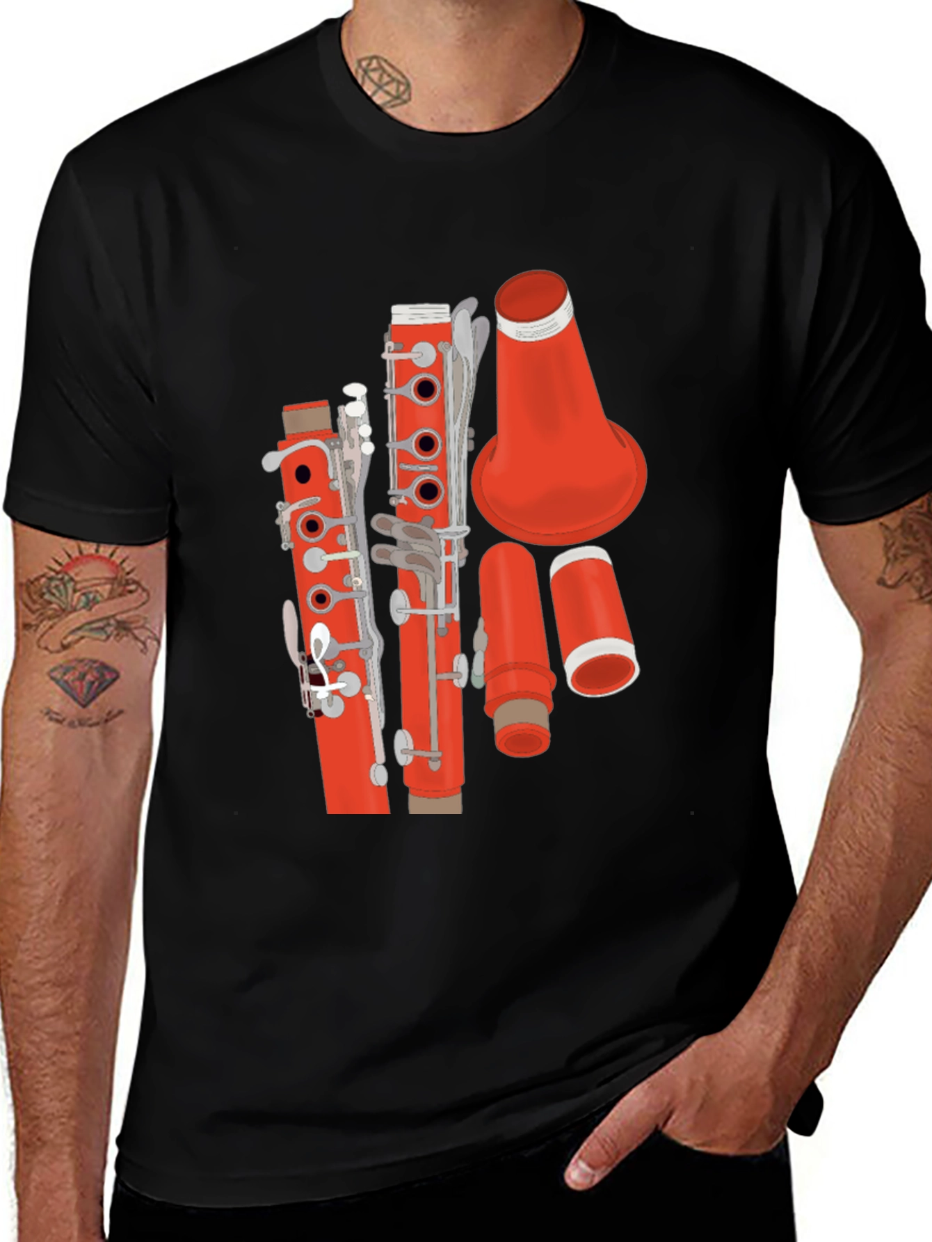 Variant 4 of Red Clarinet Graphic T-Shirt - Music Lover Tee