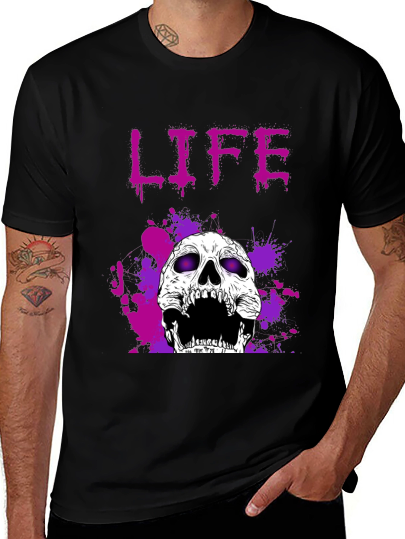 Black Life Skull Graphic Tee - Black main image
