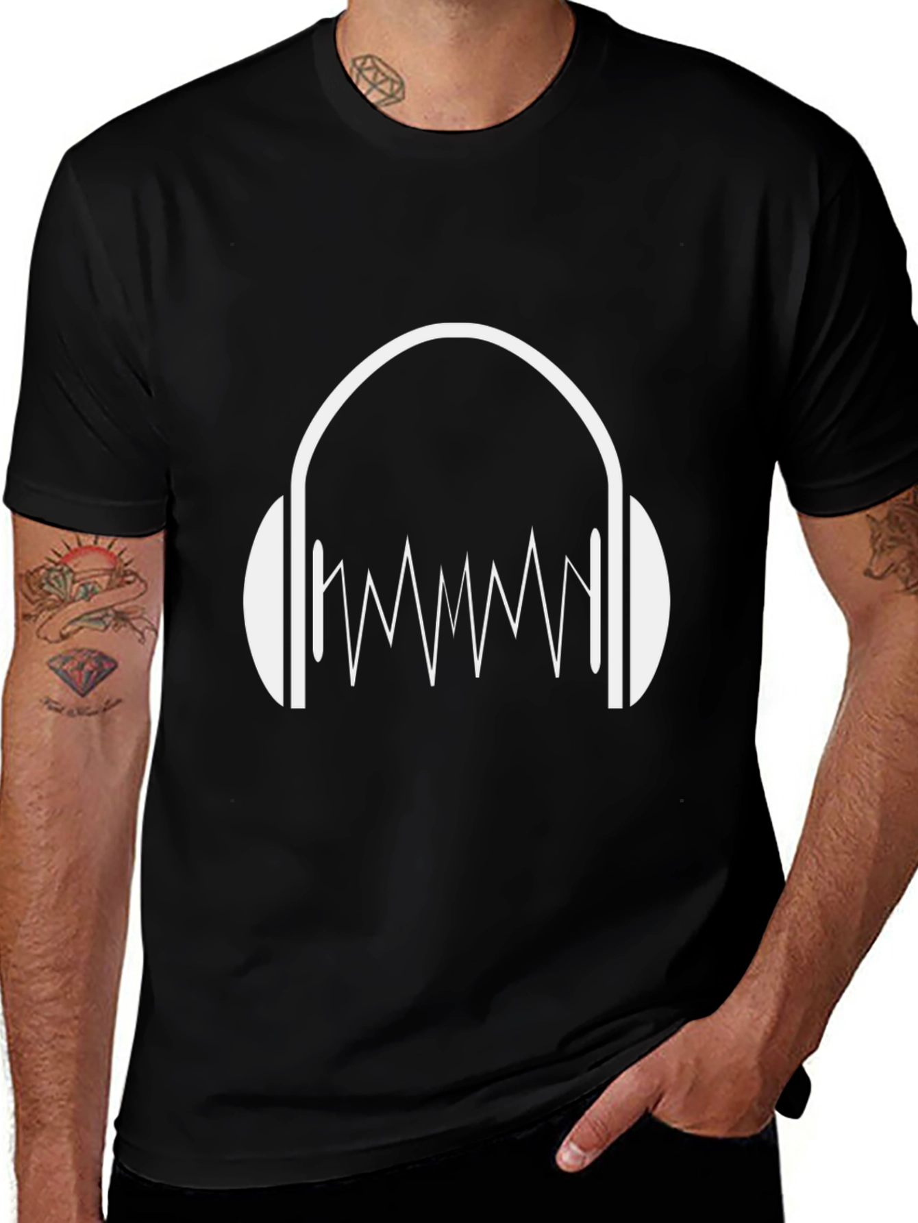 Variant 4 of Headphone Soundwave Graphic Tee - Black