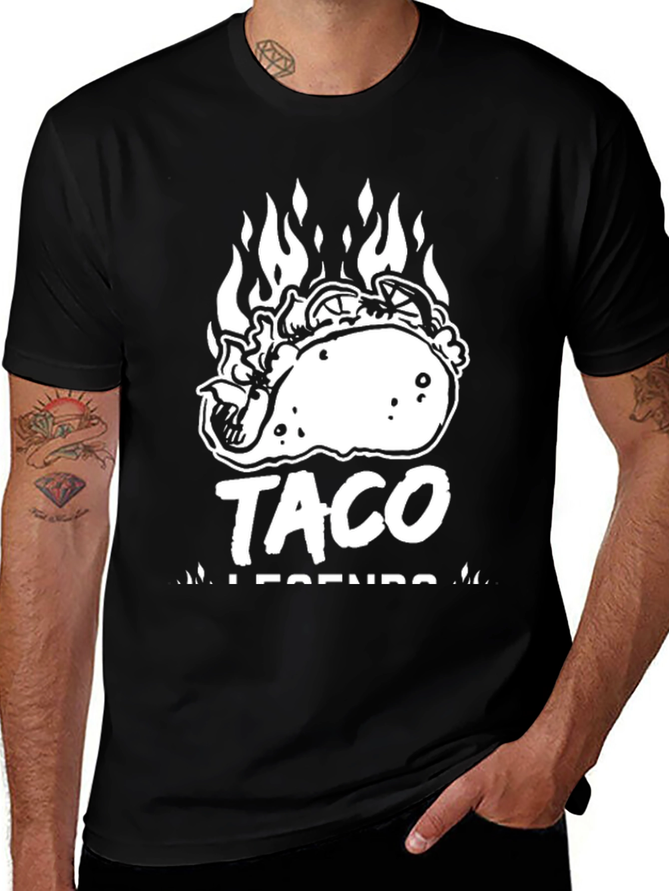Variant 21 of Taco Legends Graphic Tee - Black Cotton T-Shirt