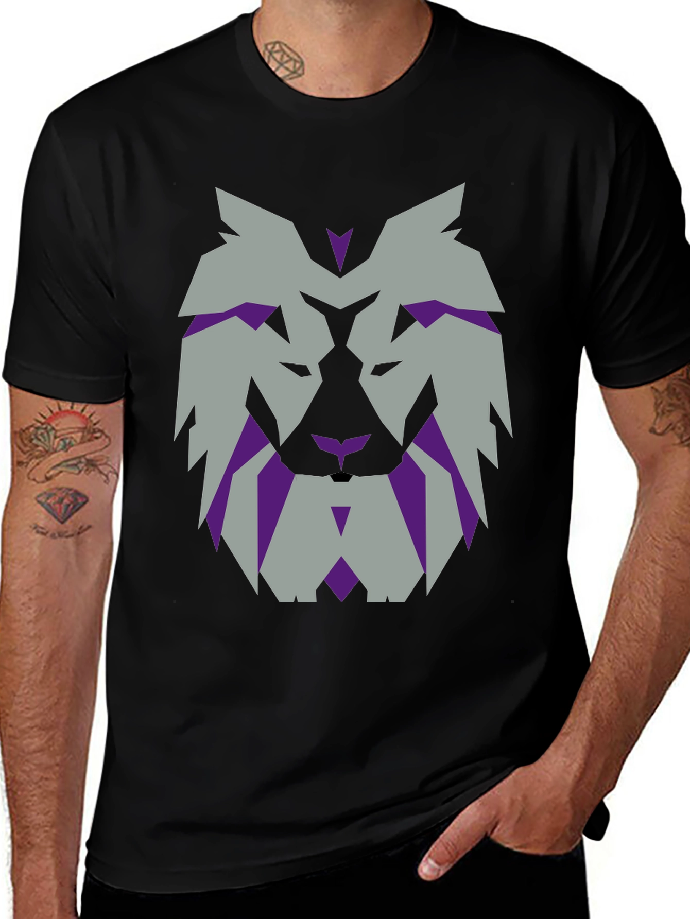 Variant 27 of Geometric Wolf Graphic Tee - Black