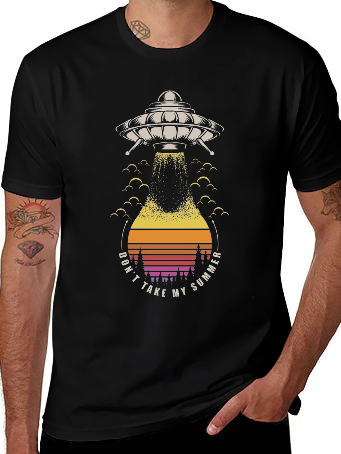 Variant 14 of UFO Summer Abduction Graphic Tee - Black