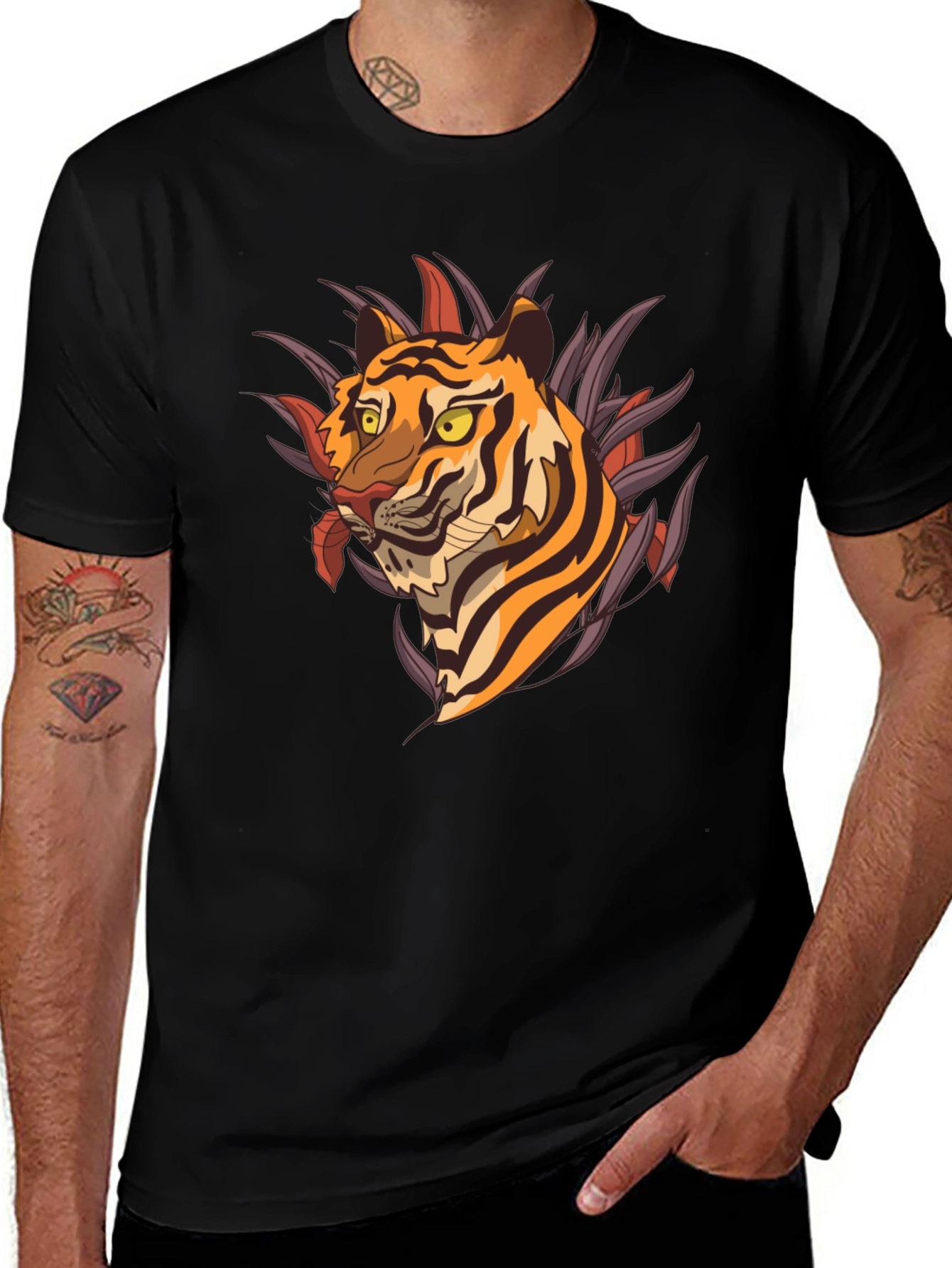 Variant 27 of Tiger Graphic Black T-Shirt