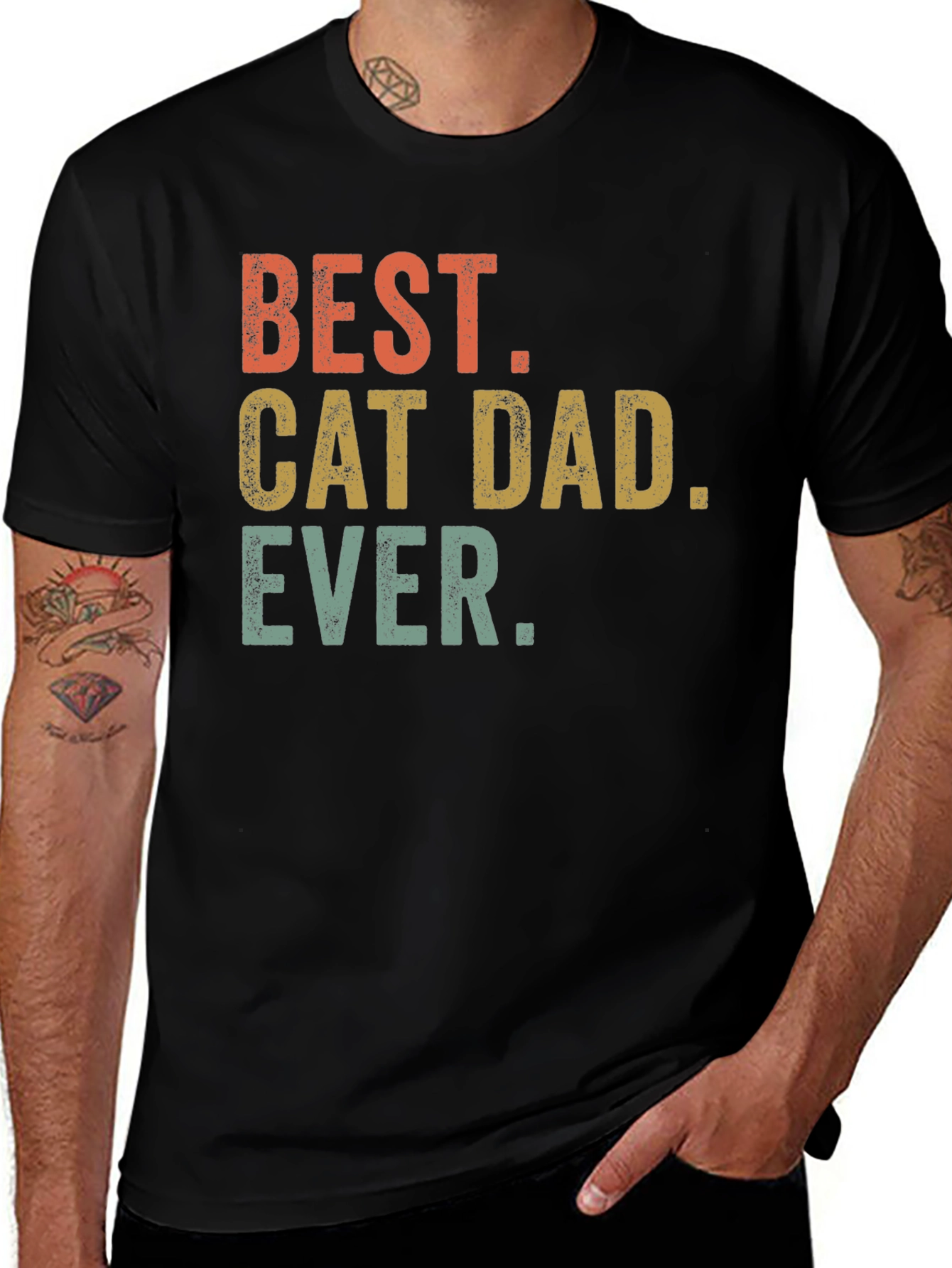 Variant 8 of Best Cat Dad Ever T-Shirt - Black Graphic Tee