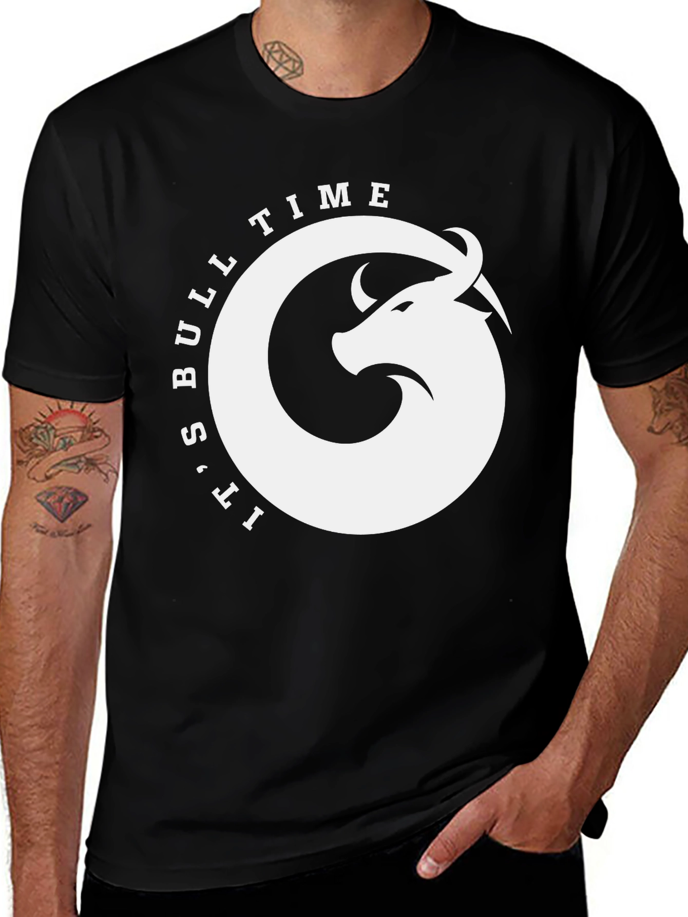 Variant 12 of Bull Time Black Graphic Tee