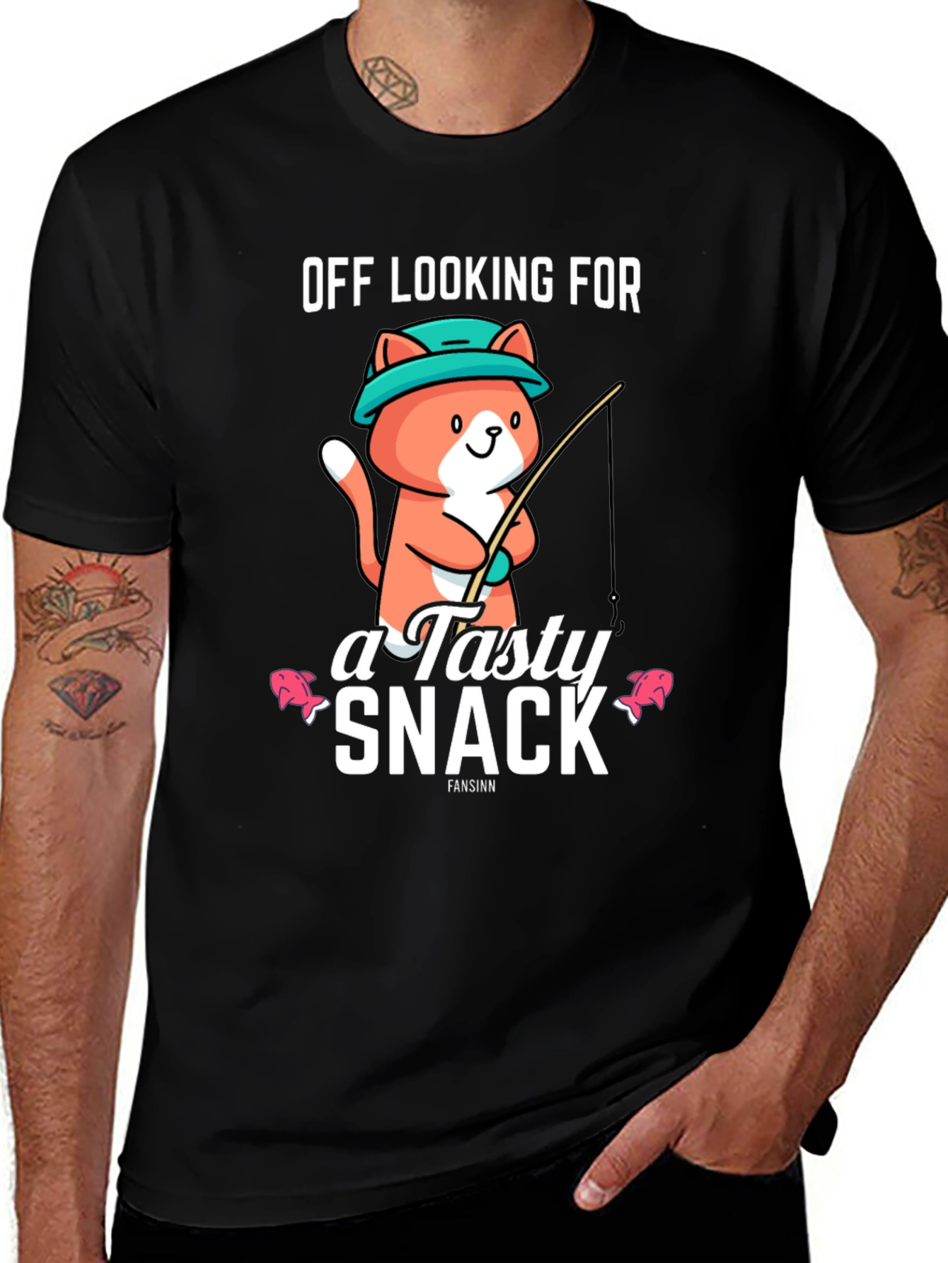 Variant 18 of Off Looking for a Tasty Snack Cat Fishing T-Shirt