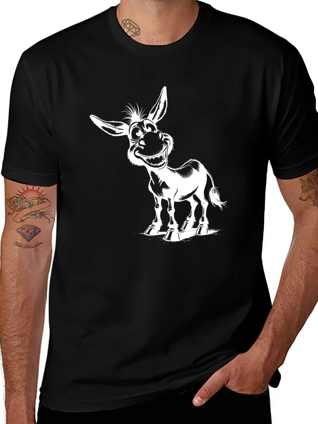 Funny Donkey Graphic Tee - Black T-Shirt