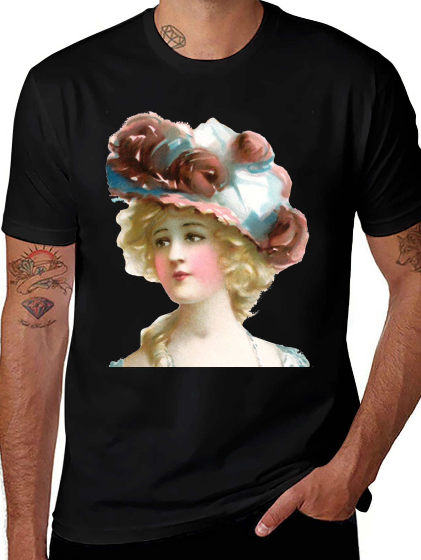 Variant 27 of Vintage Lady Graphic Tee - Black Cotton T-Shirt