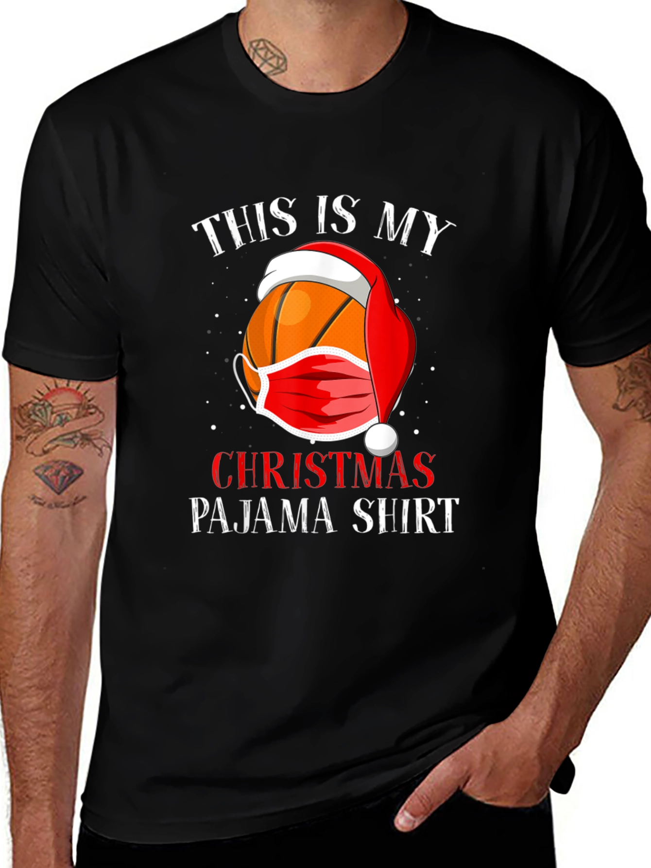 Variant 7 of Funny Christmas Pajama Shirt - Basketball Santa