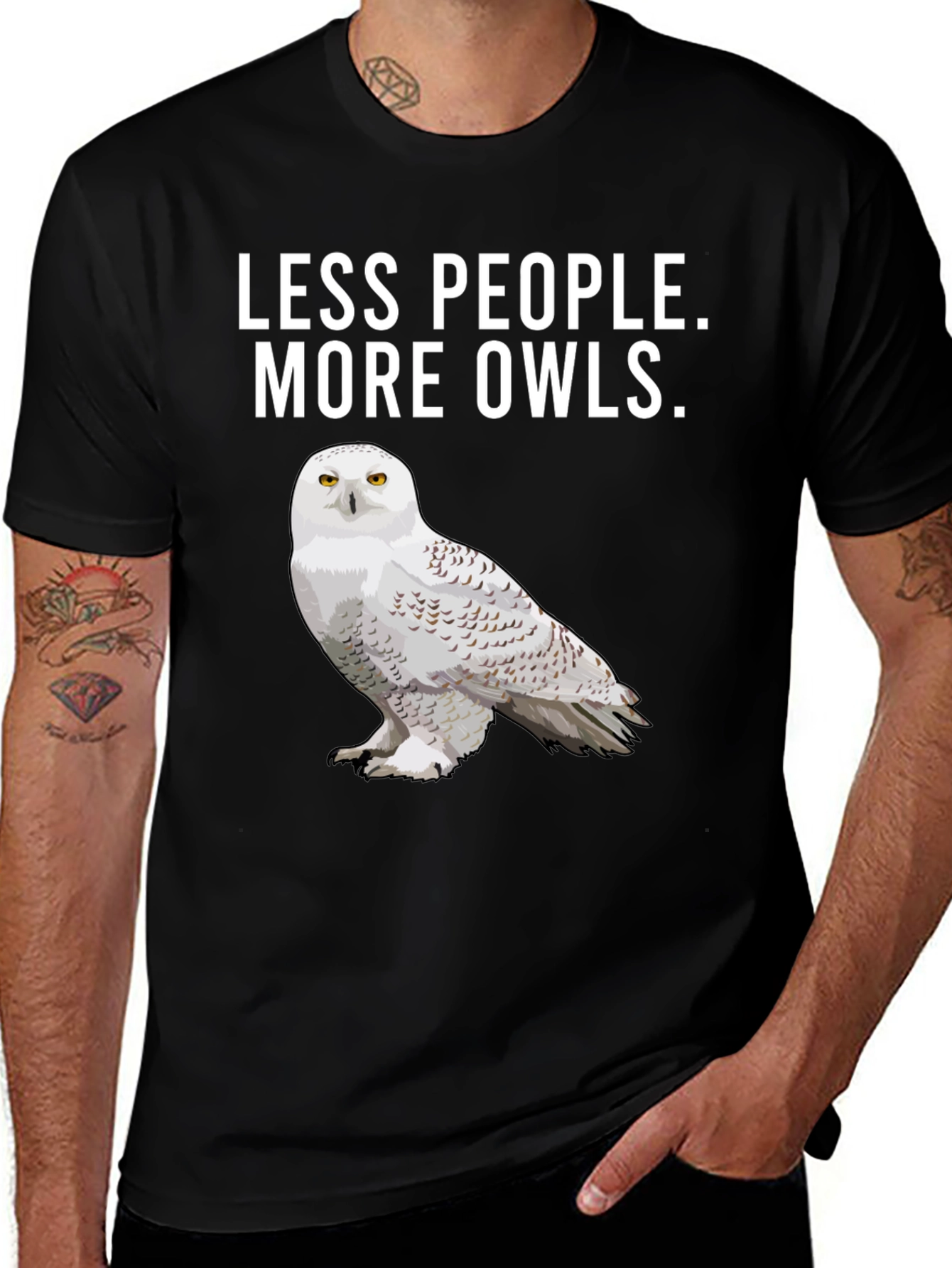 Variant 29 of Less People More Owls T-Shirt - Unique Graphic Tee