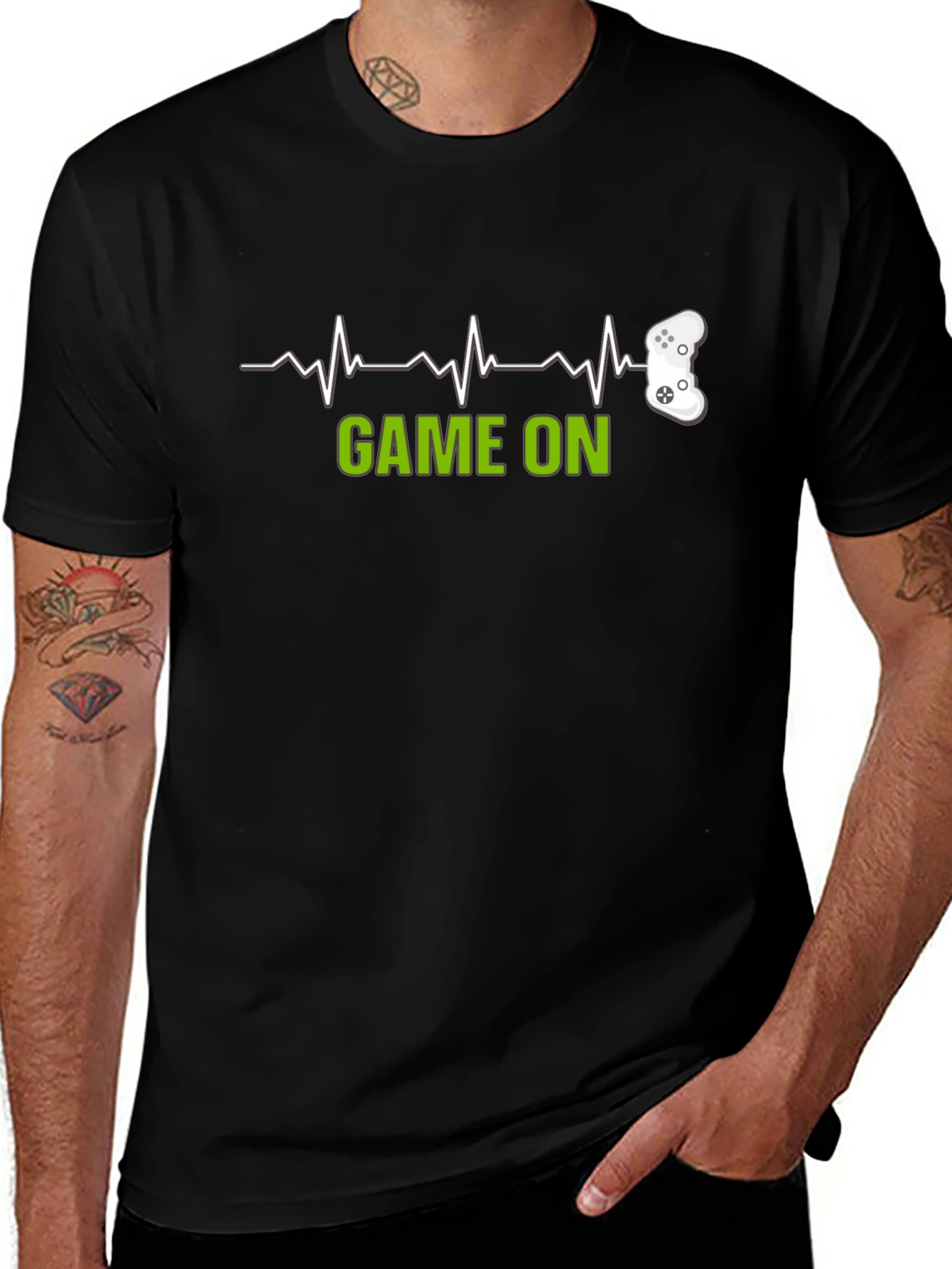 Variant 21 of Game On Heartbeat T-Shirt - Gamer Tee
