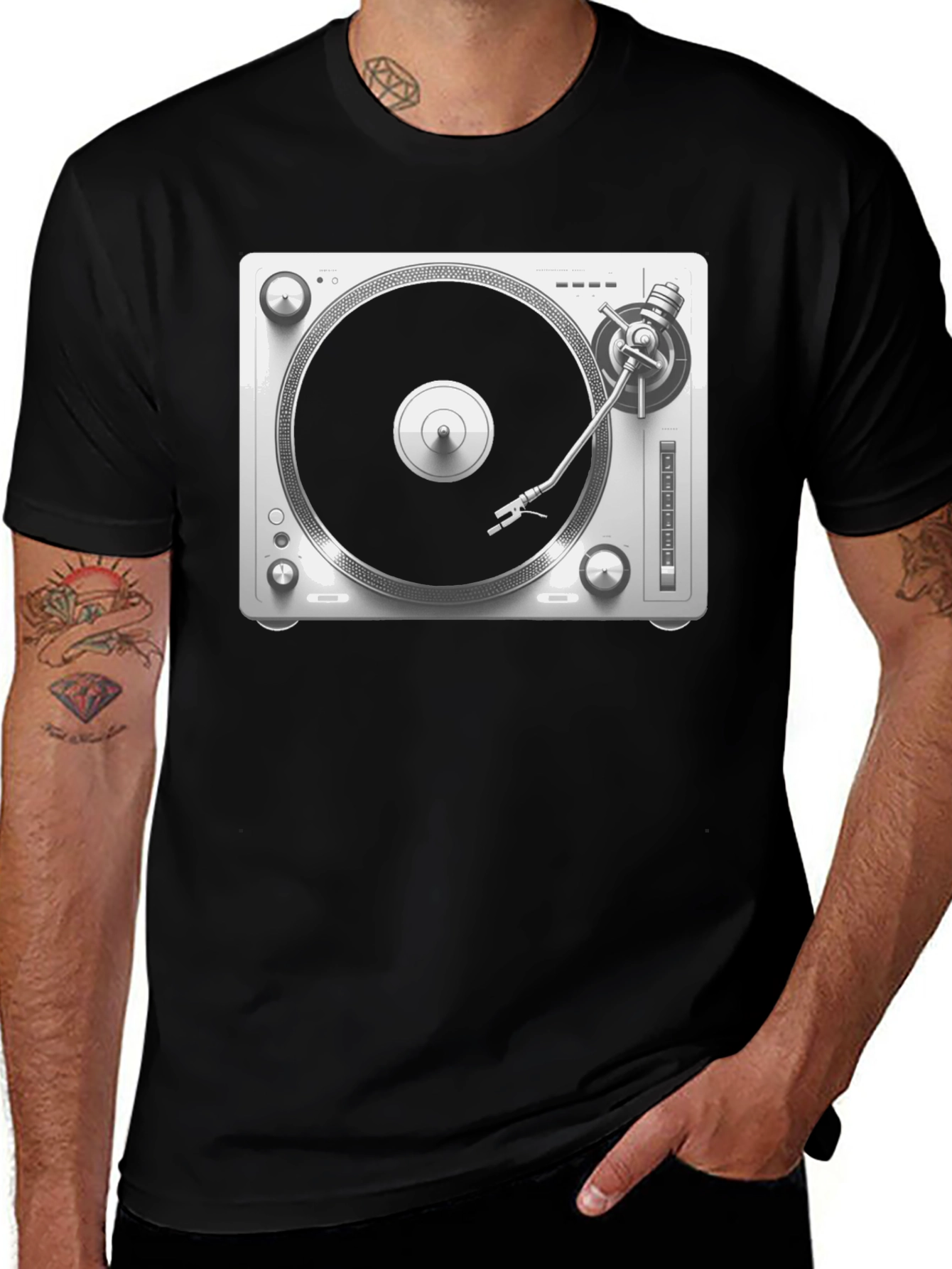 Turntable Graphic Tee - DJ Music Lover Shirt