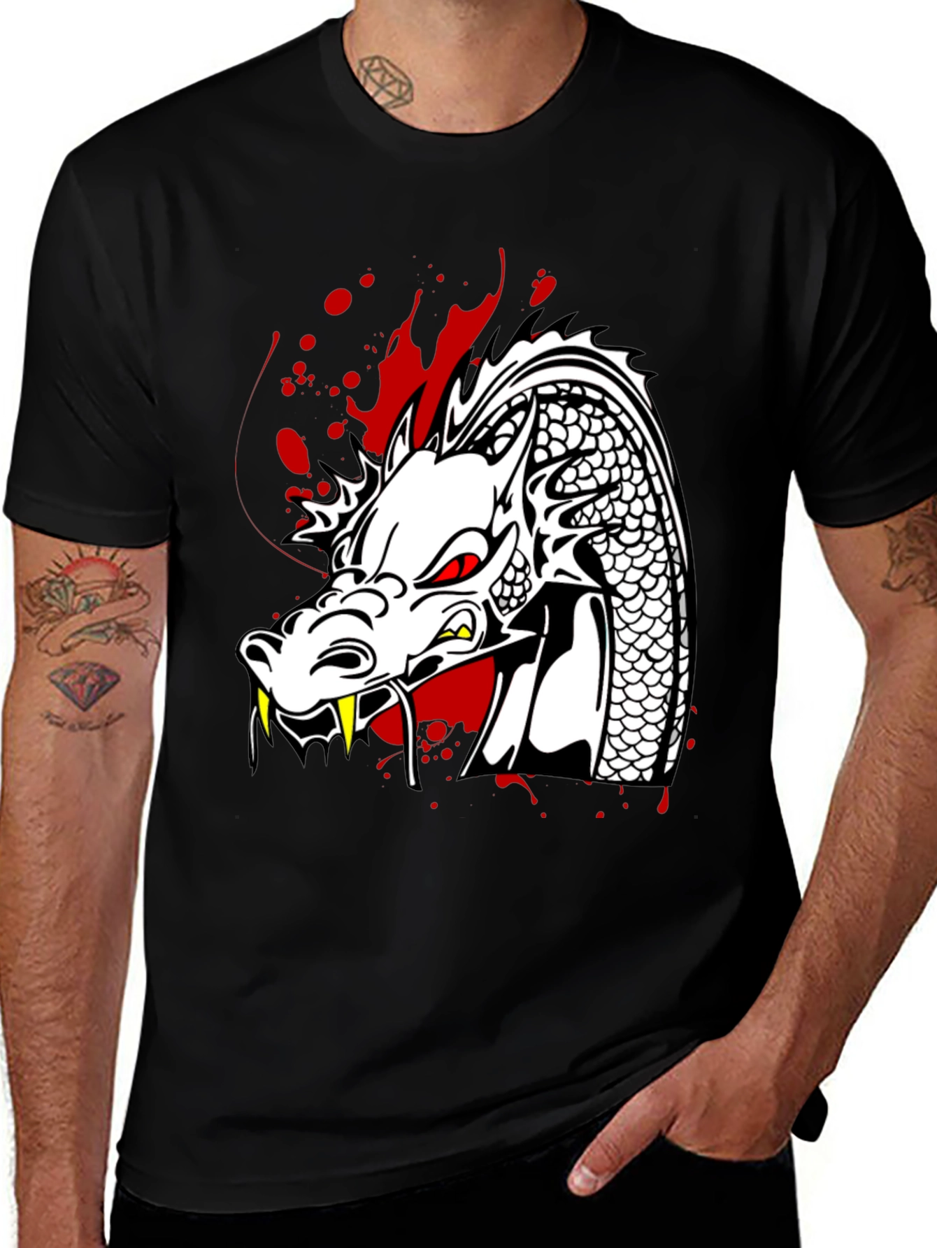 Variant 16 of Dragon Graphic Print Black T-Shirt