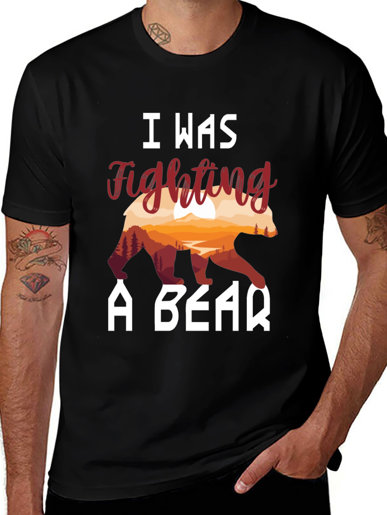 Variant 3 of I Was Fighting A Bear T-Shirt - Graphic Tee