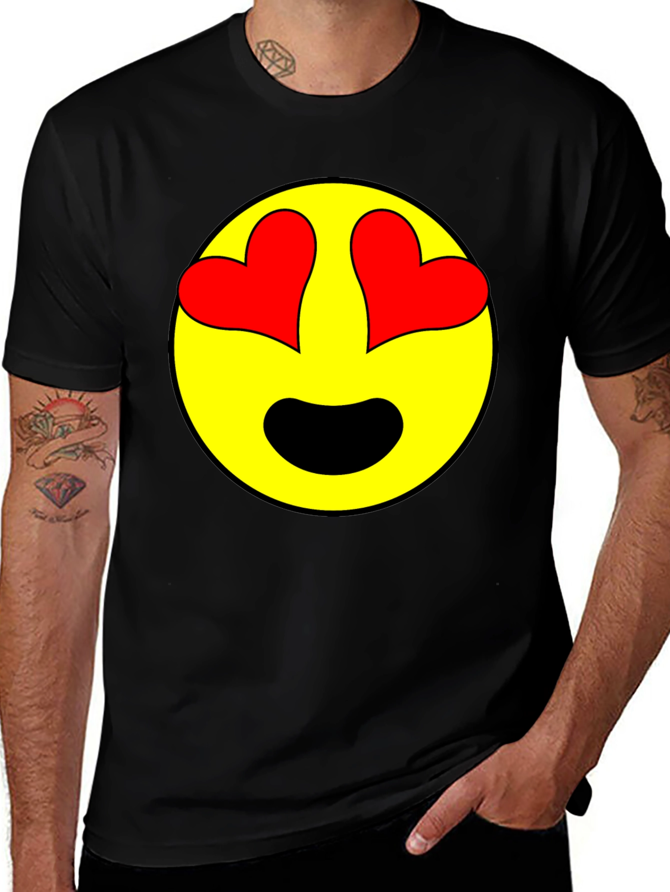 Variant 12 of Emoji Heart Eyes Black T-Shirt