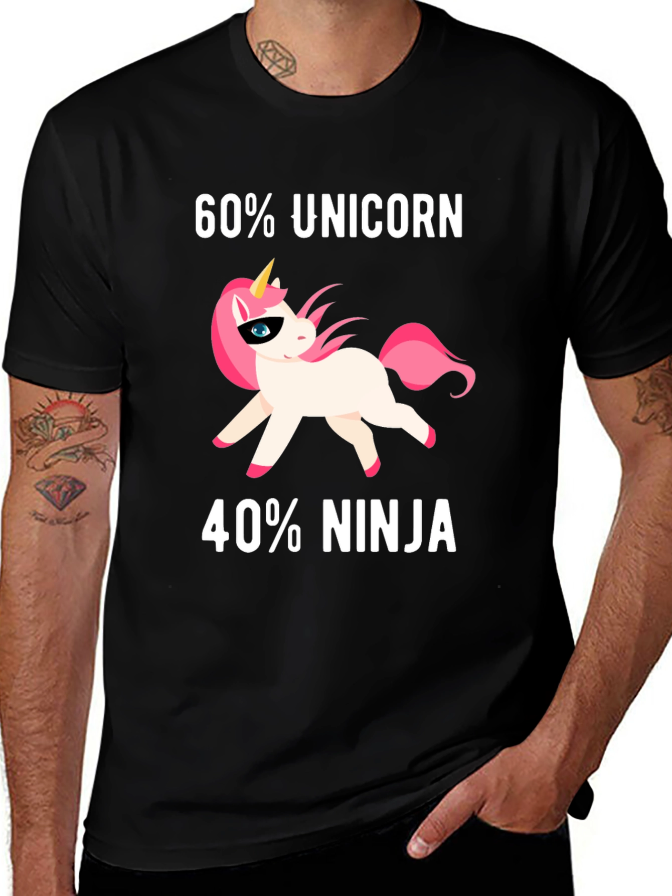 Variant 30 of 60% Unicorn 40% Ninja Funny Graphic T-Shirt