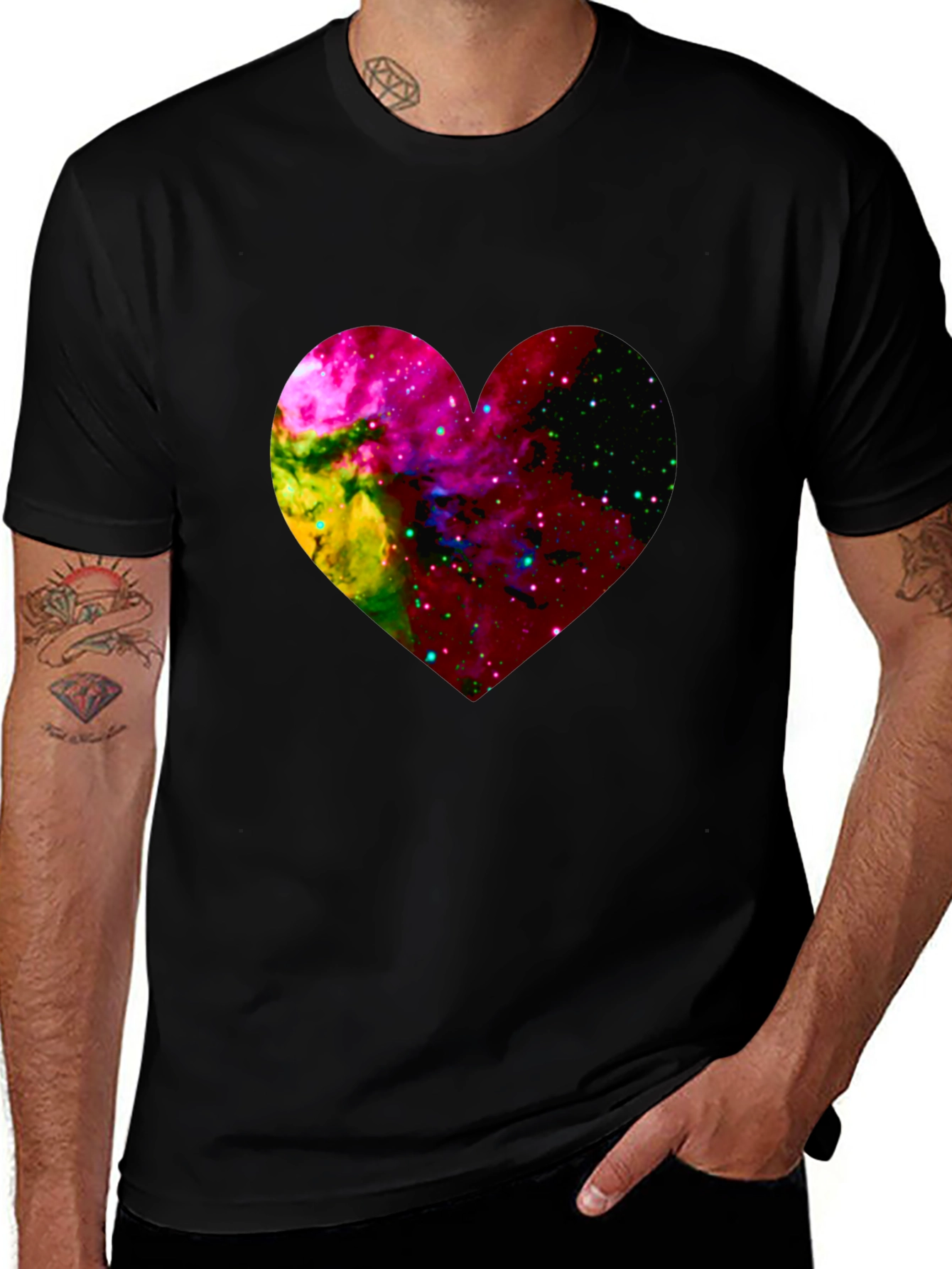 Variant 24 of Galaxy Heart Graphic Black T-Shirt