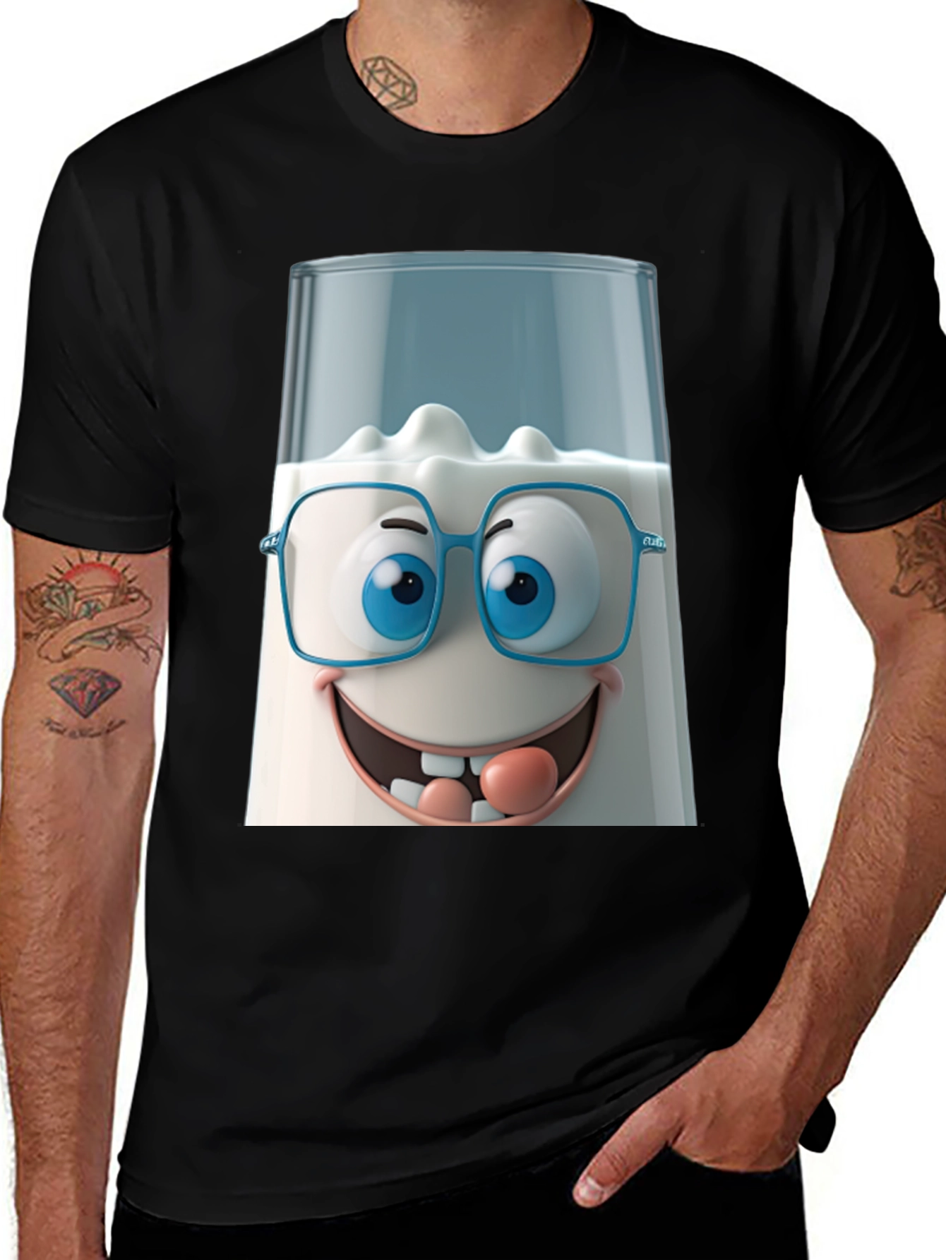 Funny Milk Cartoon Character T-Shirt