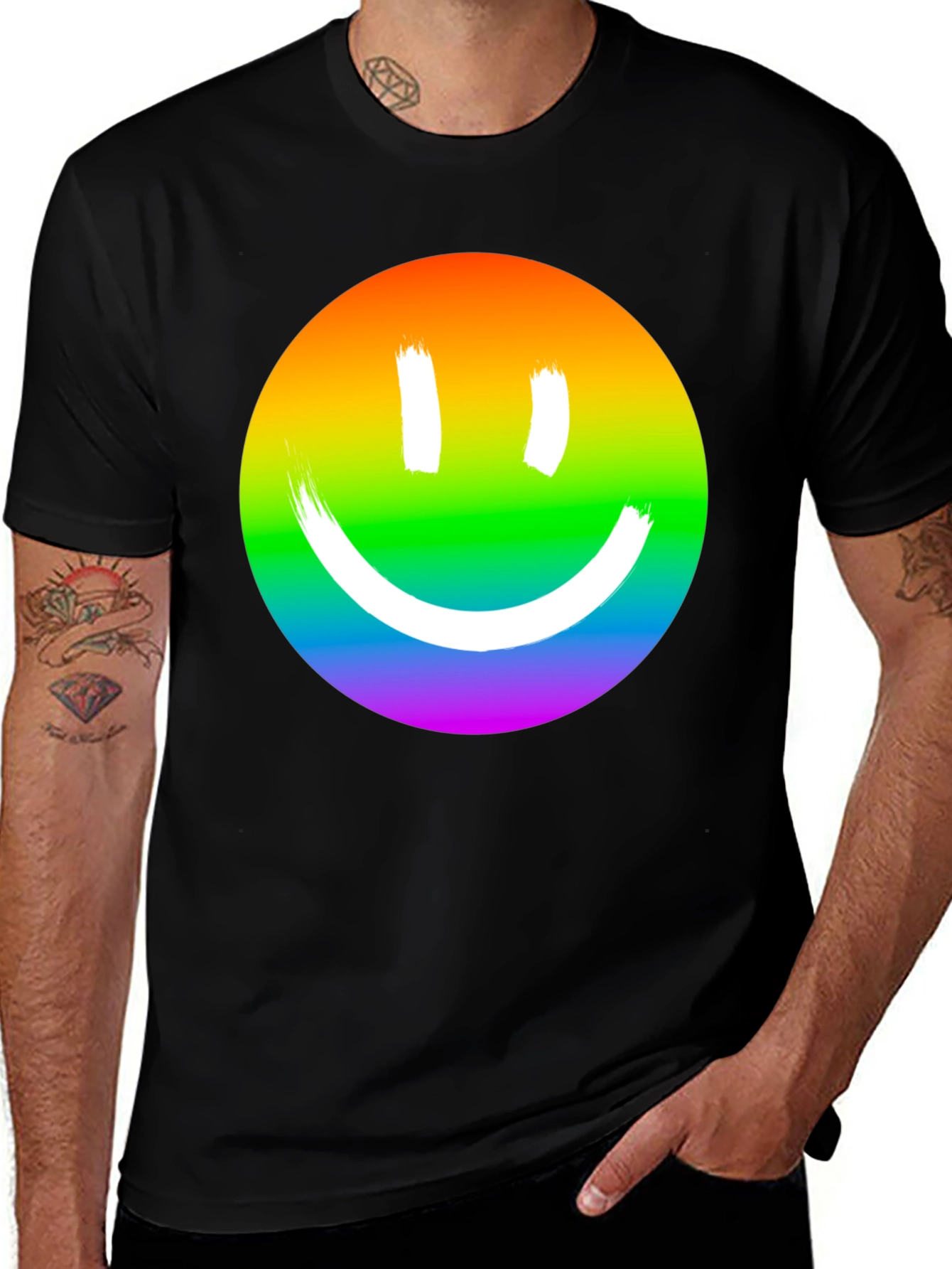 Variant 24 of Rainbow Smiley Face Graphic T-Shirt