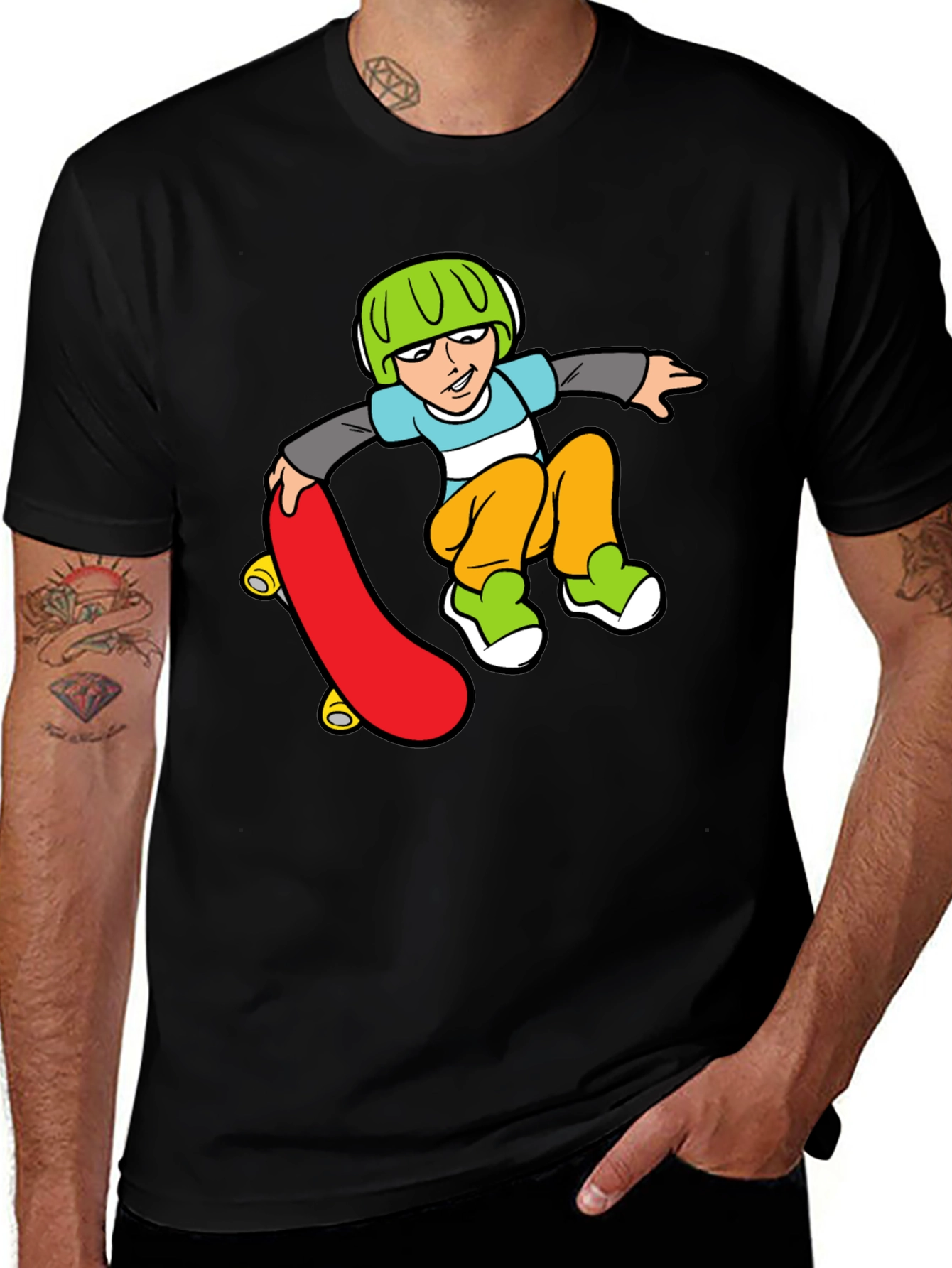 Variant 13 of Skateboard Boy Graphic Black T-Shirt