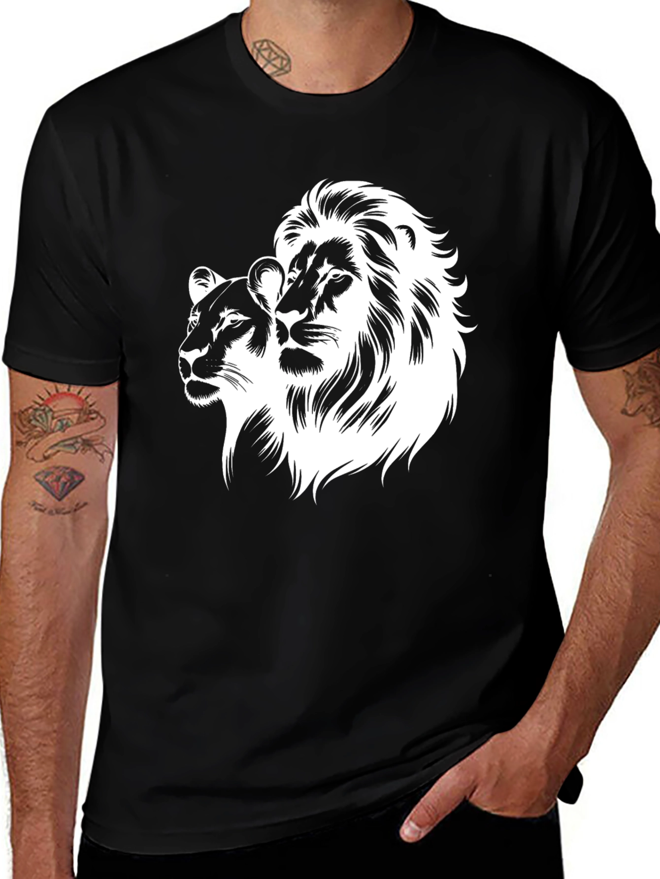 Variant 6 of Lion Pride Graphic Tee - Black Cotton T-Shirt