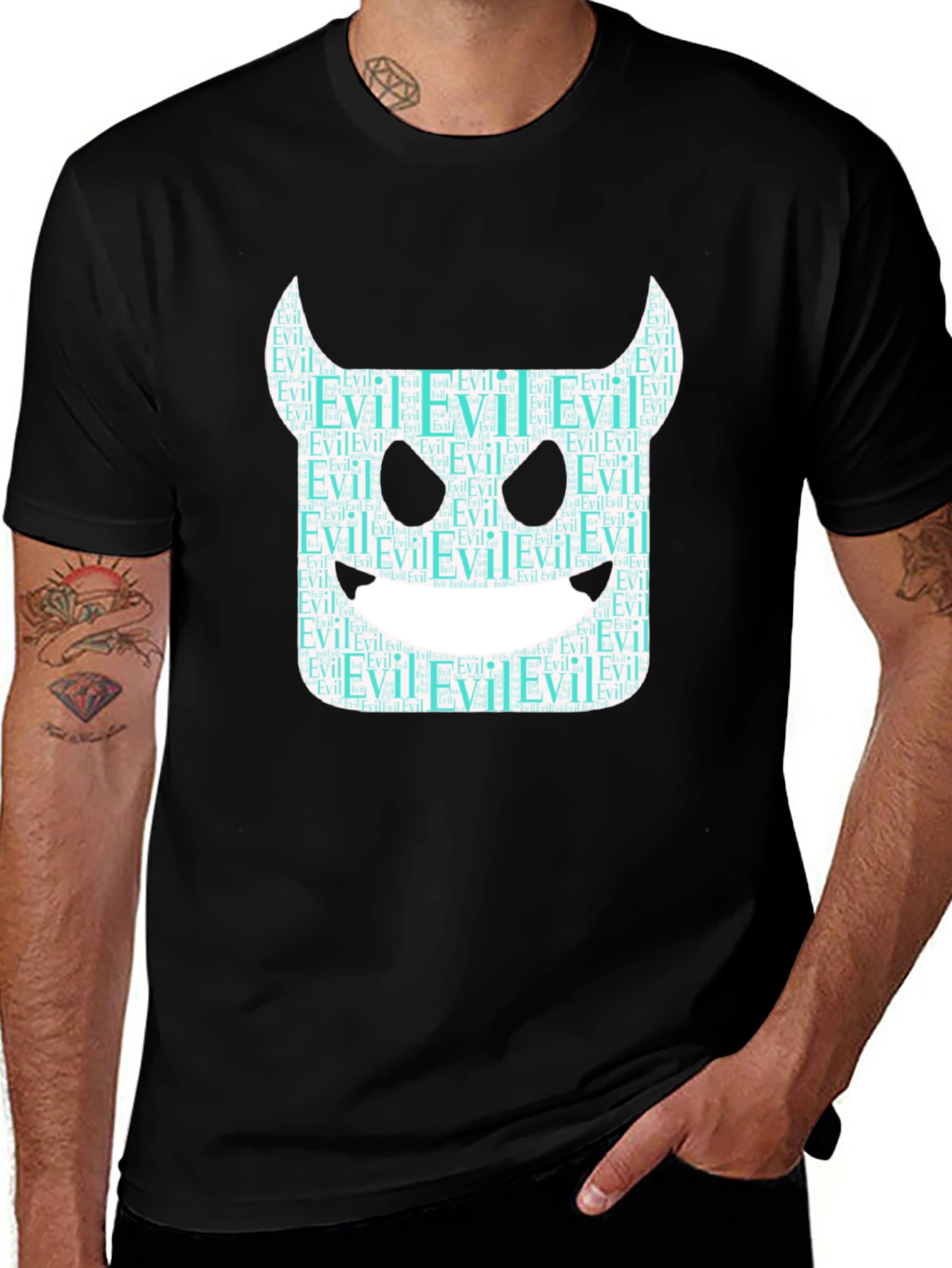 Variant 3 of Evil Devil Graphic Print Black T-Shirt
