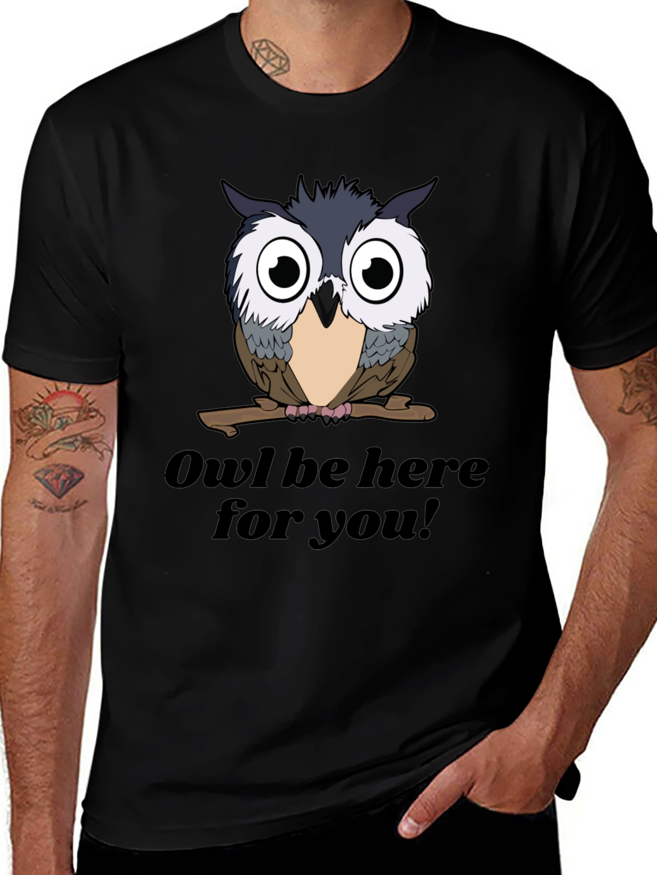 Variant 9 of Owl Be Here For You T-Shirt - Black Graphic Tee