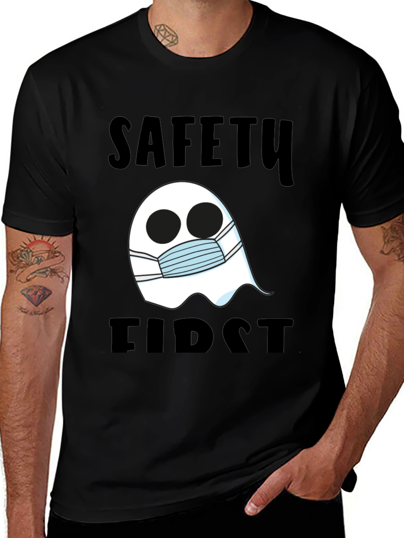 Variant 29 of Safety First Ghost T-Shirt - Halloween Mask Tee