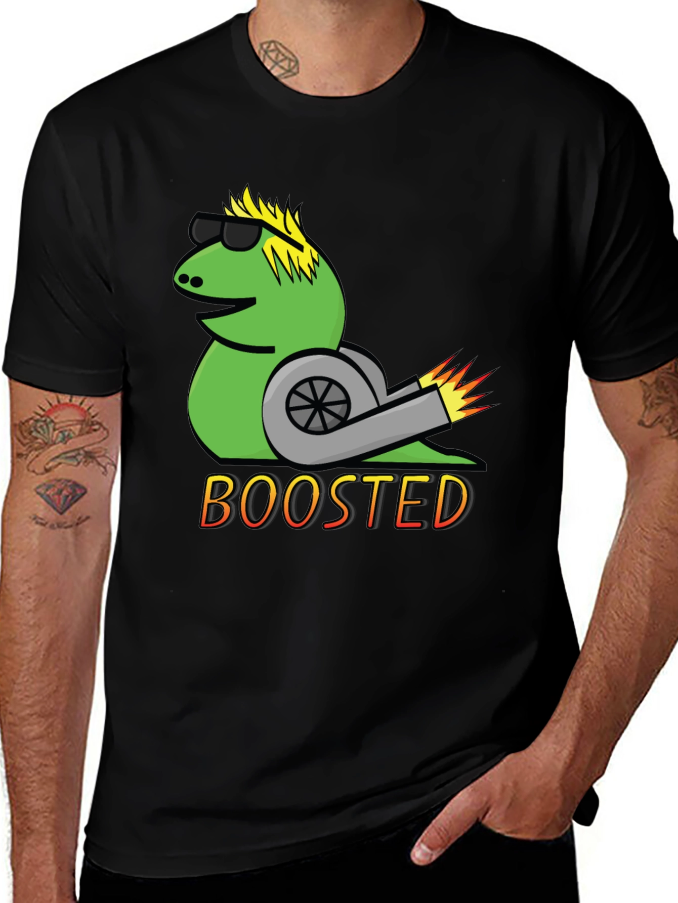 Black Boosted Snail T-Shirt - Cool Car Enthusiast Tee main image