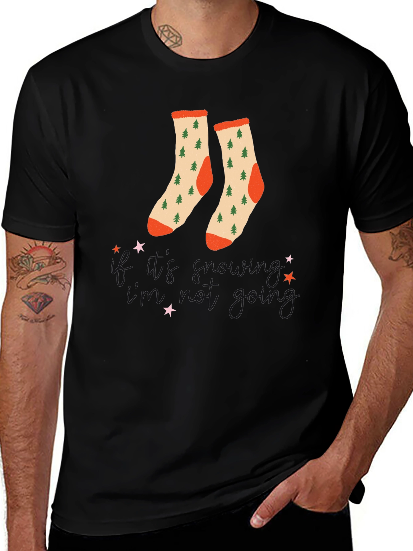 Variant 15 of Festive Holiday Socks Graphic Tee - Christmas Style