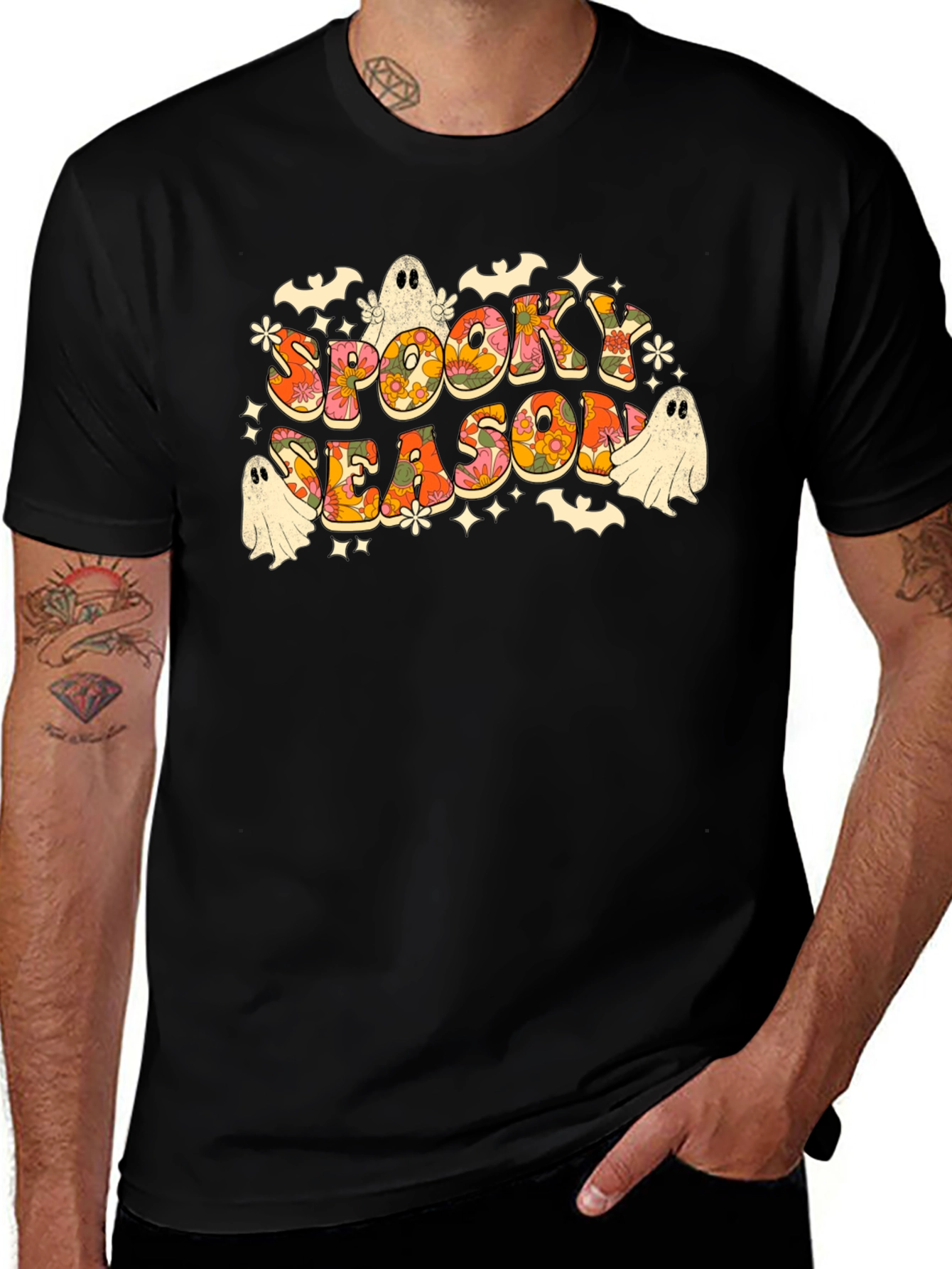 Black Spooky Season Retro Halloween Graphic T-Shirt main image