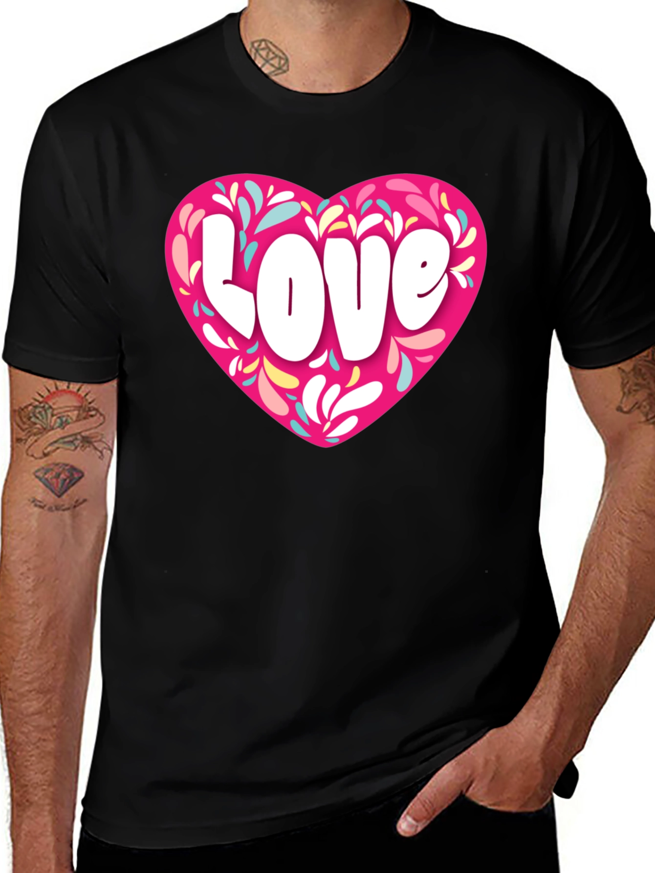 Variant 2 of Love Heart Graphic Black T-Shirt