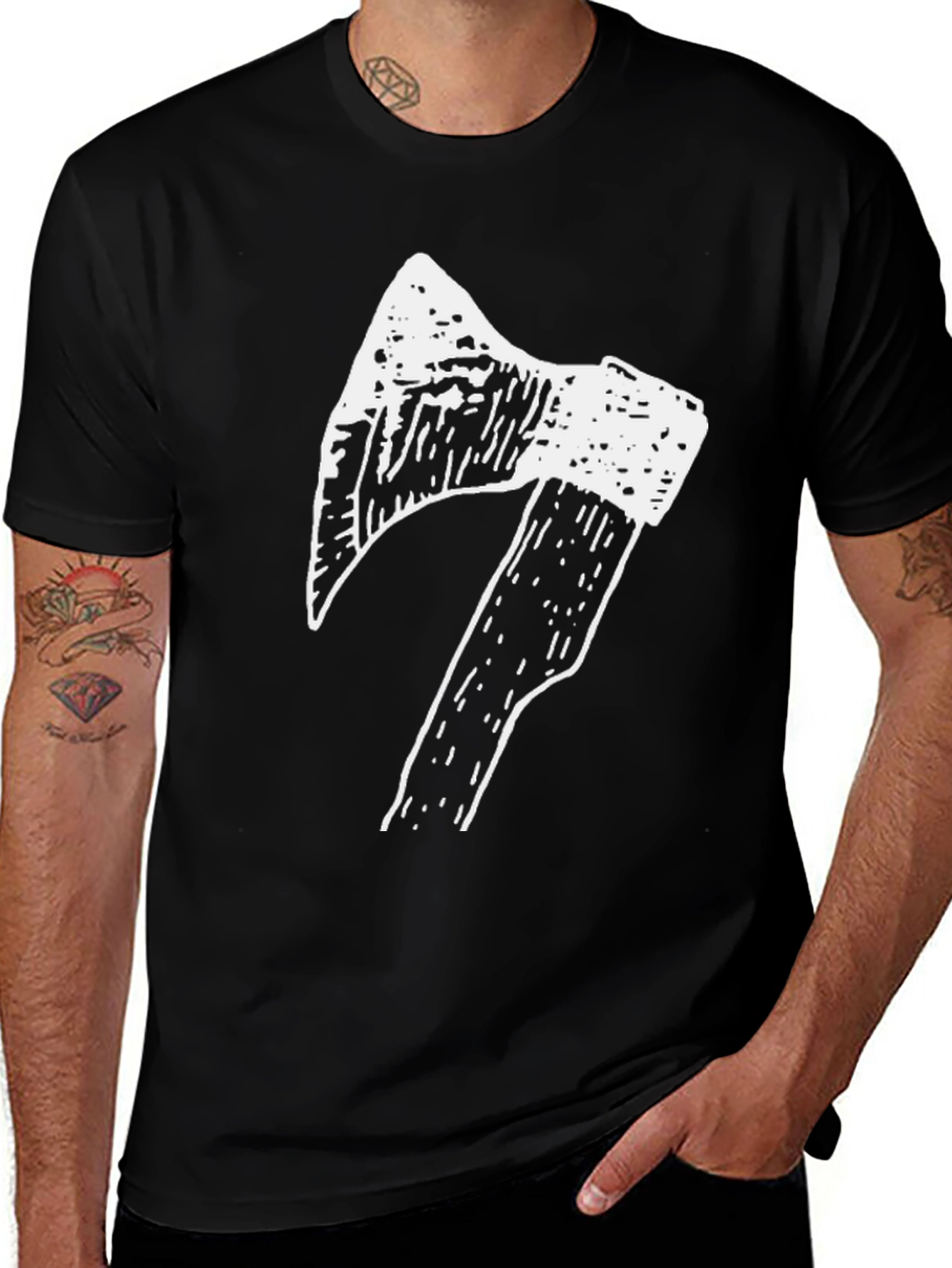Variant 26 of Axe Graphic T-Shirt - Black Cotton Tee